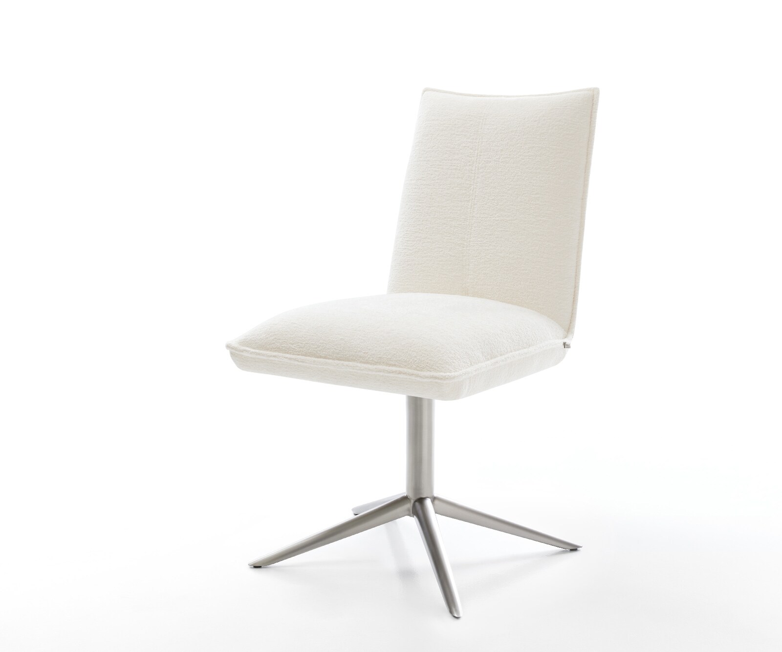 Chaise-pivotante Lelio-Flex bouclé doux beige pied de chaise 4 branches acier inoxydable pivotement sur 360° fonction bascule resorts ensachés 1