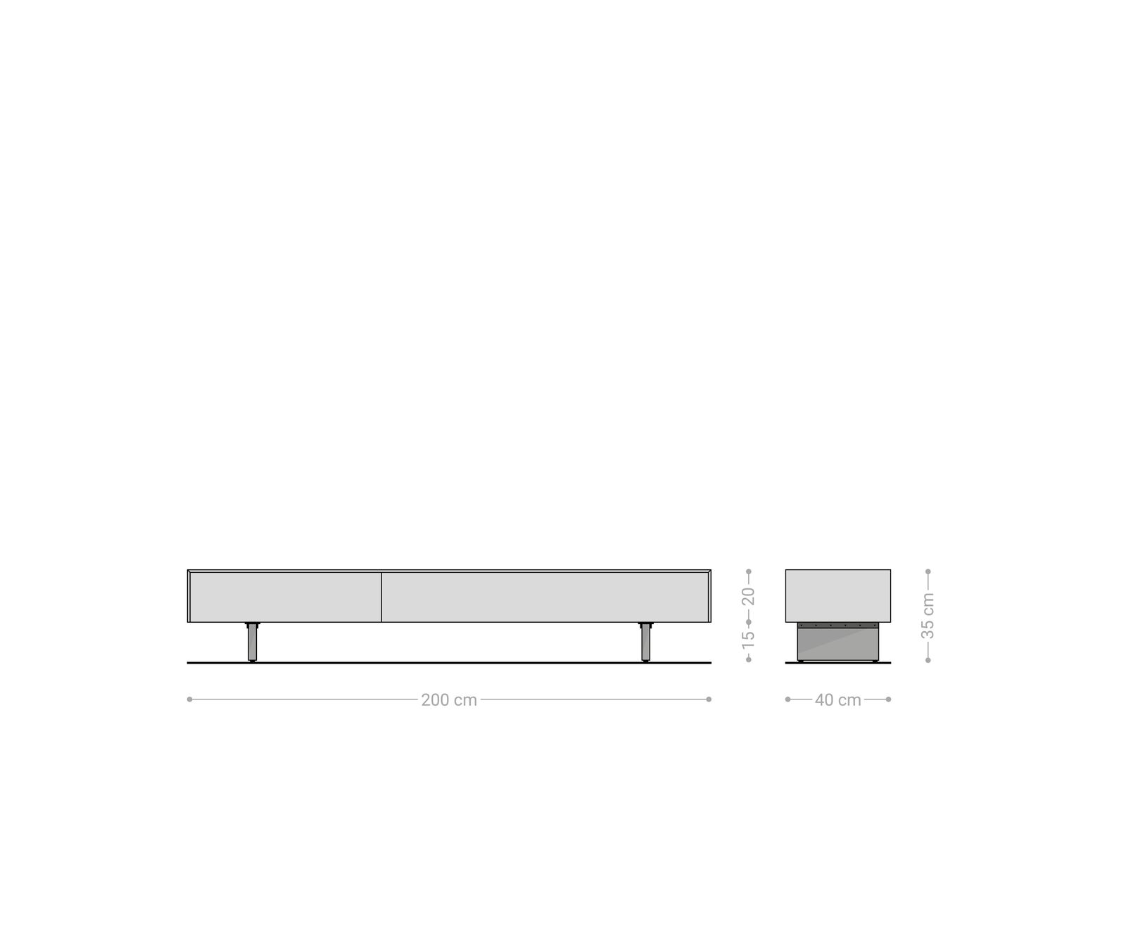 Lowboard Cuor 200 cm Keramik Laminam® Travertino Bianco Creme-Weiß 1 Klappe 1 Schubfach Fuß Schwebeoptik Acrylglas 8