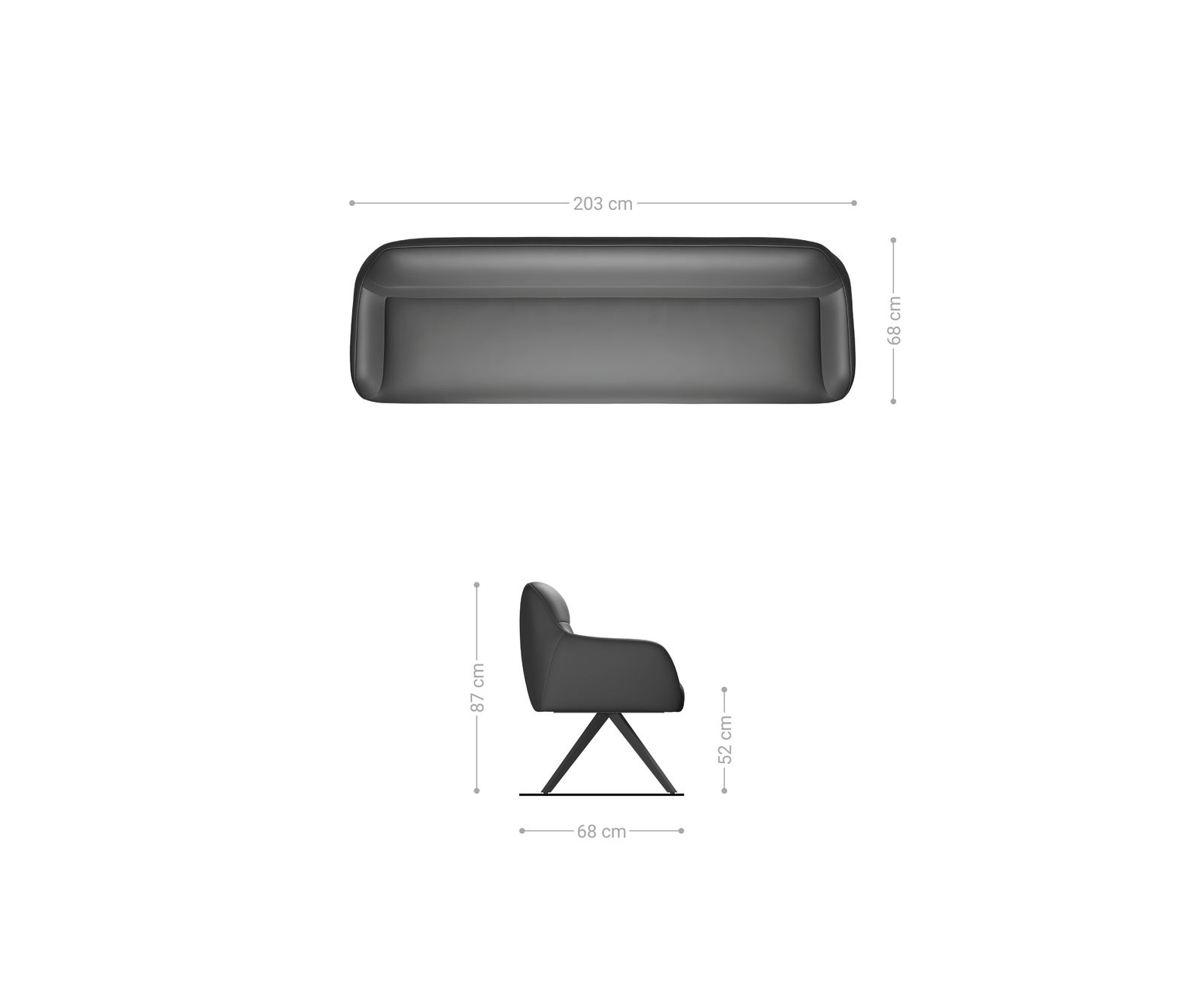 Banc-de-salle-à-manger Taya-Flex 200 cm bouclé crème-blanc pied croisé angulaire titane ressort ensaché 7