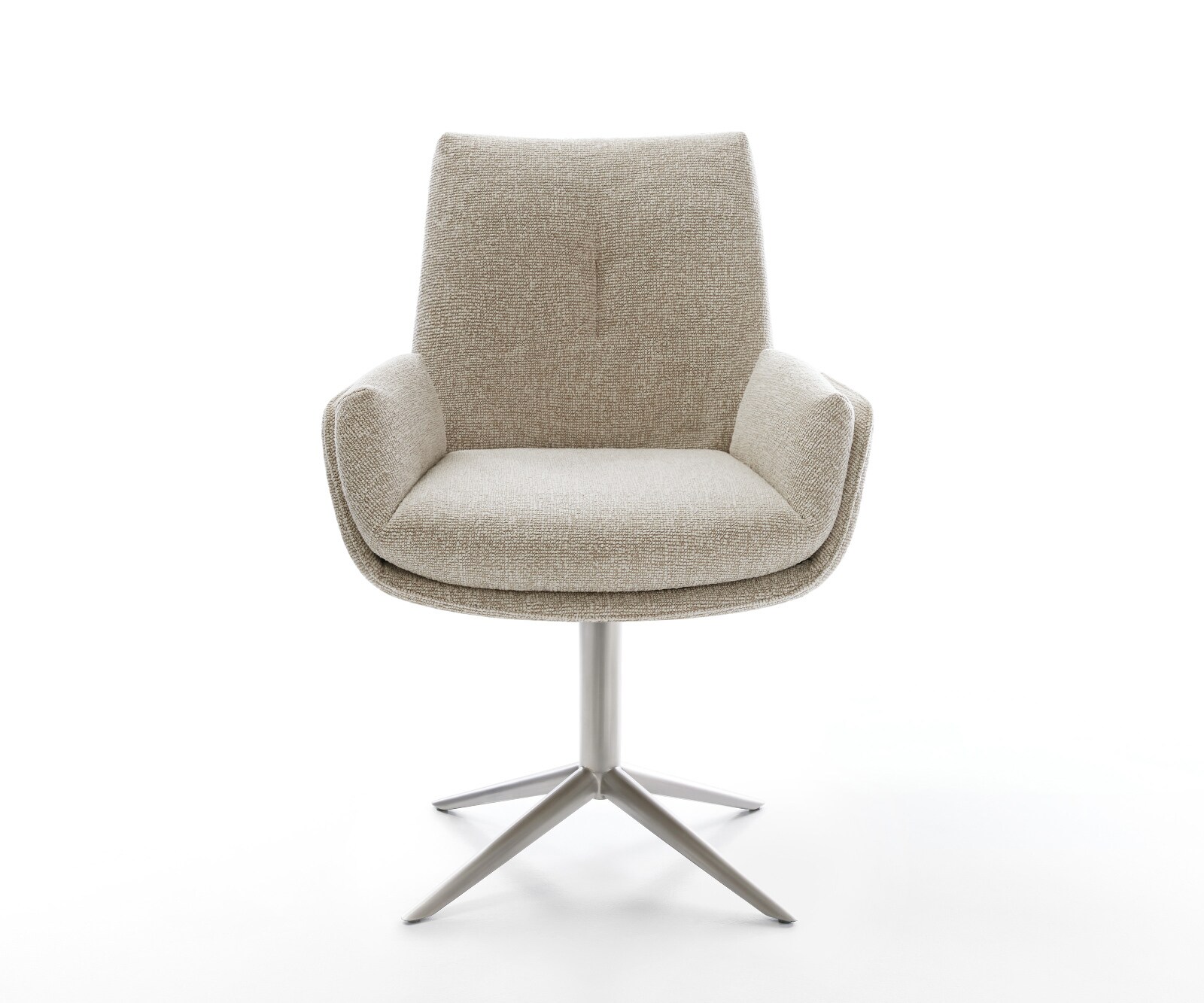 Chaise-pivotante Clea-Flex tissu tissé doux beige pied de chaise 4 branches acier inoxydable pivotement sur 360° fonction bascule 1