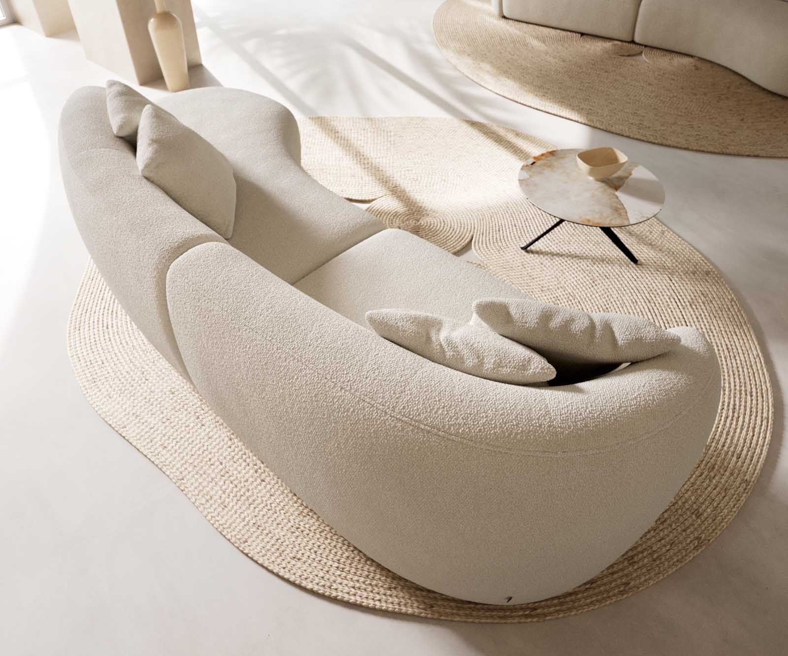 Canapé Mairi 330x160 cm Bouclé Crème-Blanc 7