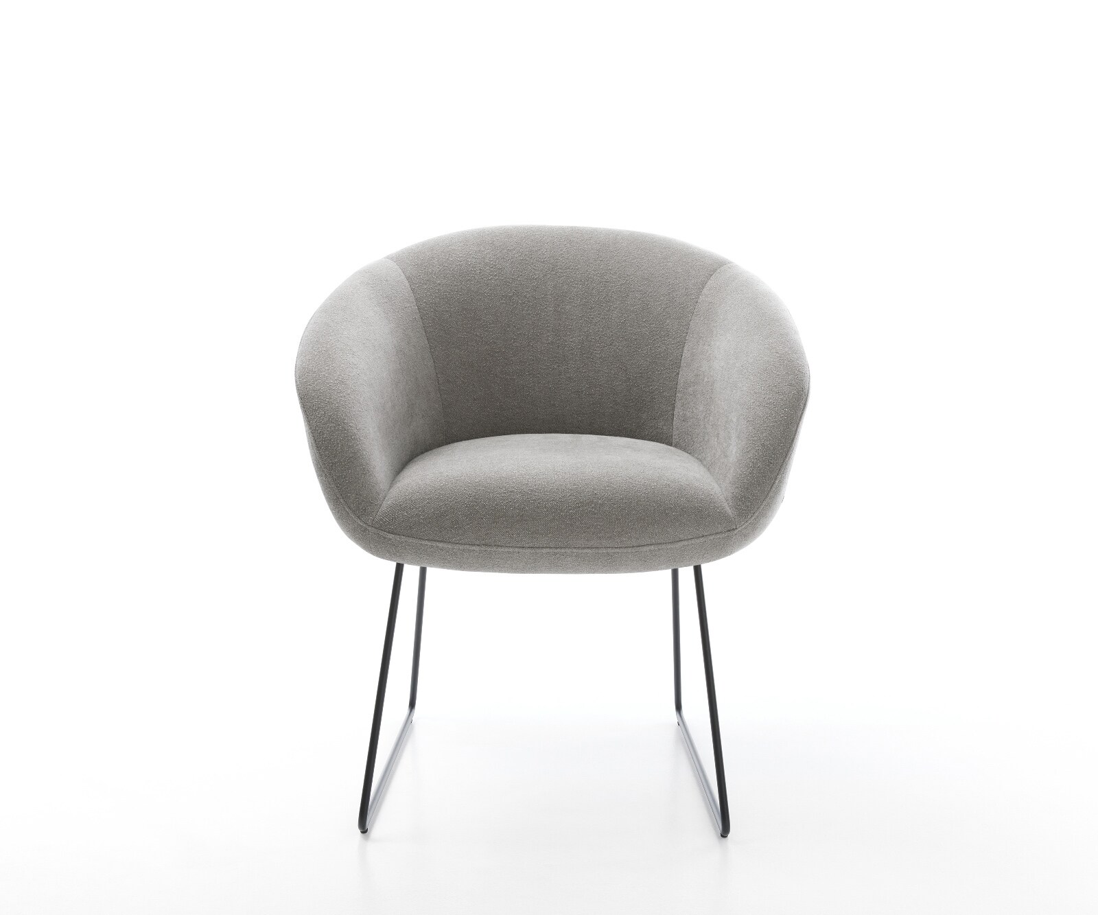 Chaise-de-salle-à-manger Vinka-Flex avec accoudoirs tissu structuré doux gris pied trapèze noir resorts ensachés 1