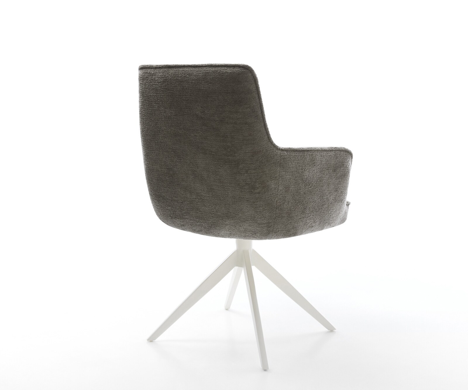 Chaise-pivotante Heira-Flex avec accoudoirs bouclé doux couleur boue pied croisé large blanc pivotement sur 360° fonction bascule resorts ensachés 5