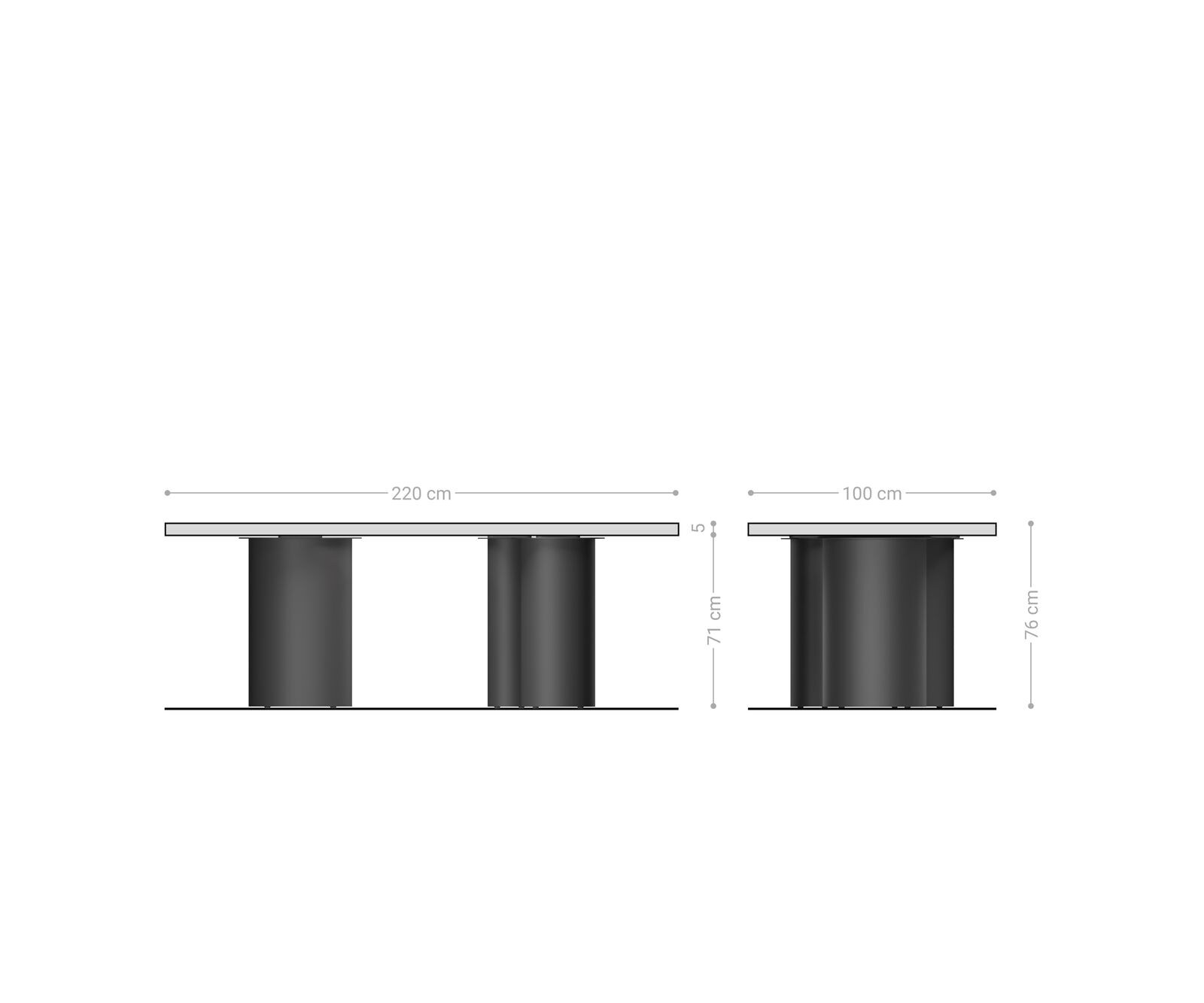 Esstisch Edge 220x100 XL Akazie Platin Troa Edelstahl Graphit Live-Edge 6