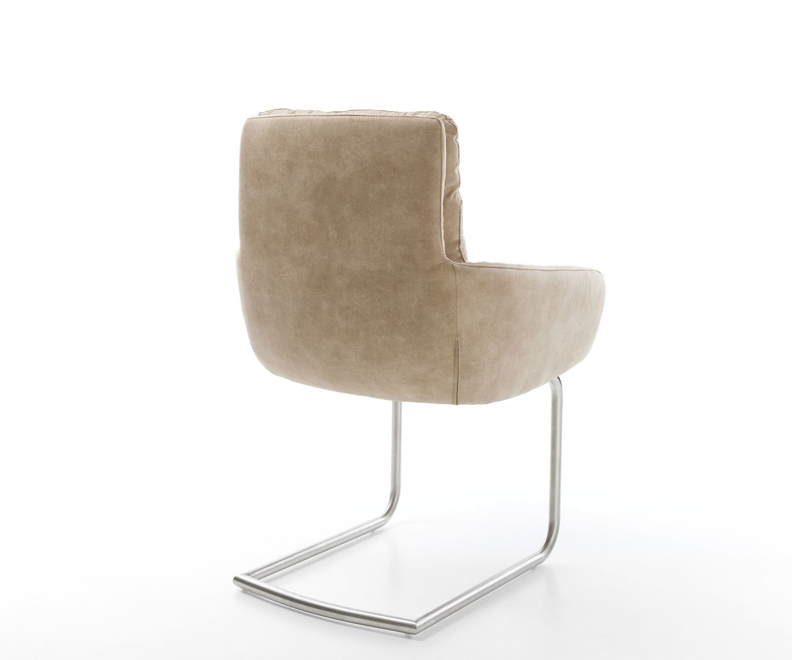 Freischwinger Abelia-Flex mit Armlehnen Mikrofaser Beige Vintage Freischwinger rund Edelstahl 5