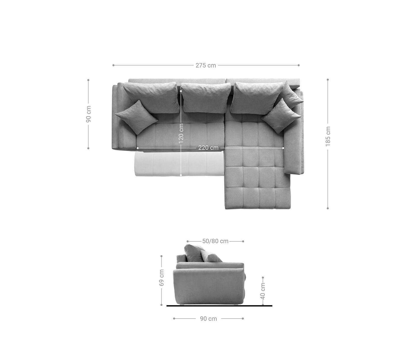 Ecksofa Loana 275x185 cm Braun mit Schlaffunktion 9