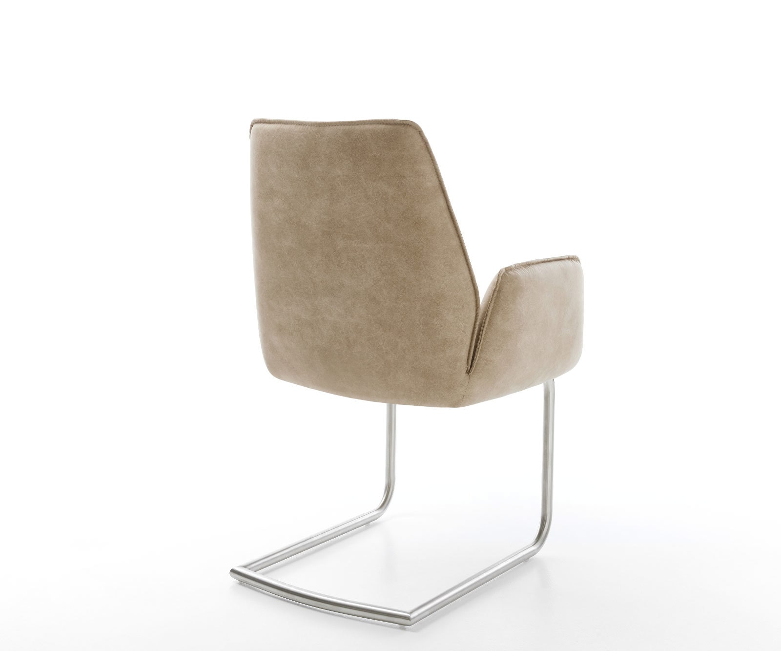 Cantilever Zoa-Flex microvelours beige vintage pied cantilever rond acier inoxydable brossé ressorts ensachés 5
