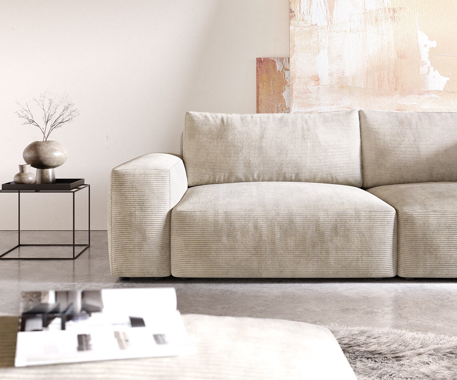 Grand Canapé Lanzo XL 270x130 cm Cordge avec Tabouret 4