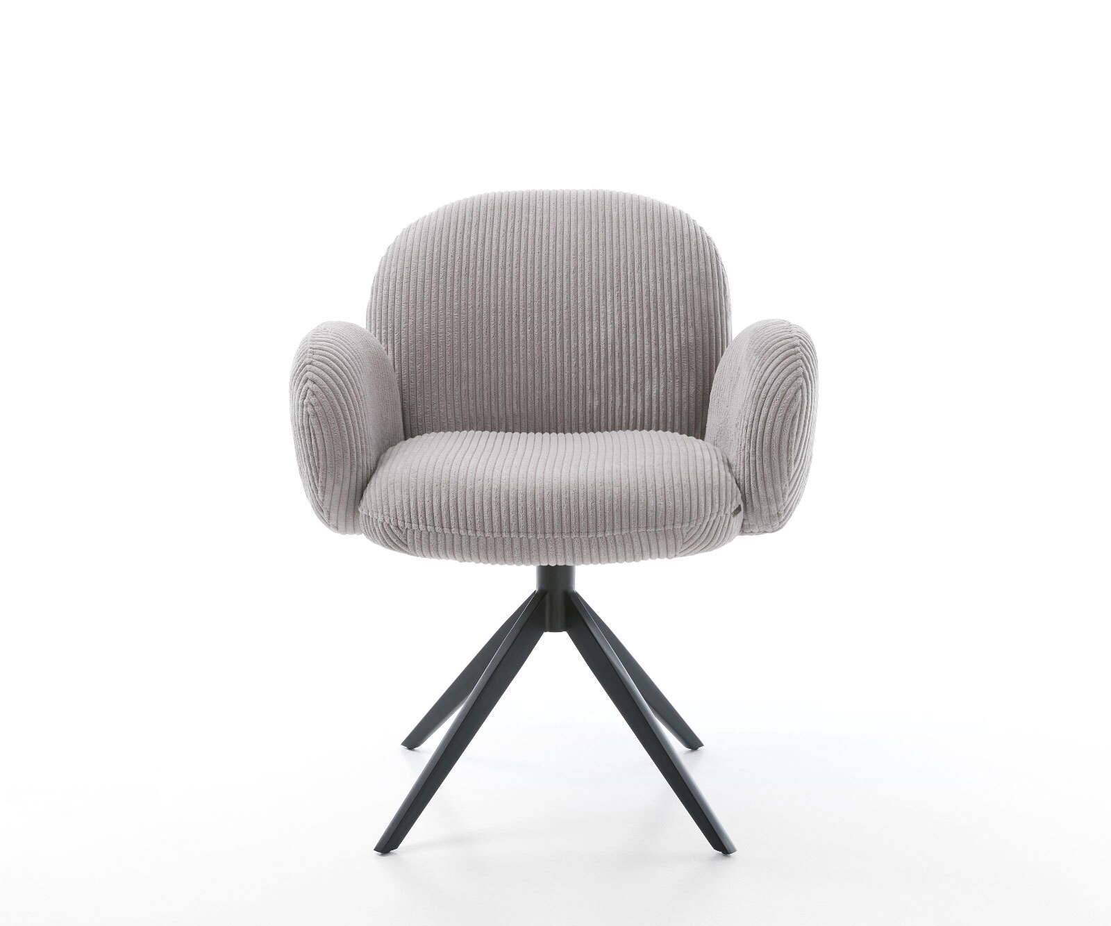 Drehstuhl Nube-Flex mit Armlehnen Cord Silbergrau Kreuzgestell breit Schwarz 360° drehbar Wippfunktion Taschenfederkern 1