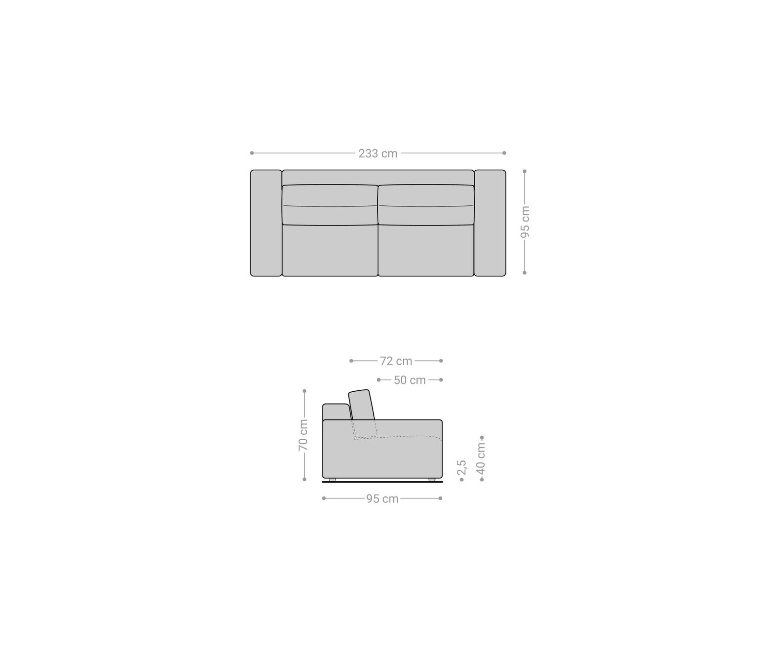 Big canapé Lanzo 230x95 cm velours côtelé beige 6