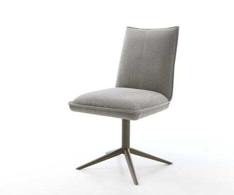 Chaise-pivotante Lelio-Flex tissu structuré doux gris pied de chaise 4 branches aspect titane pivotement sur 360° fonction bascule resorts ensachés