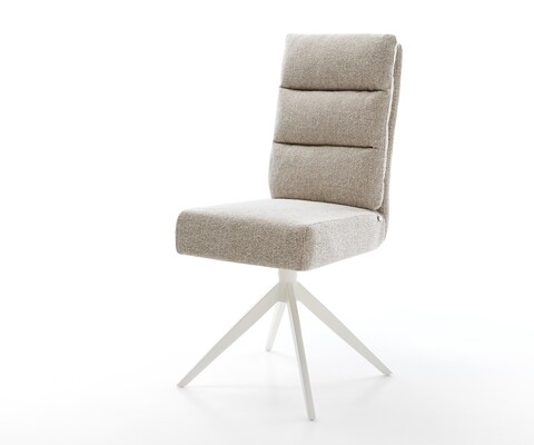 Drehstuhl Pela-Flex Webstoff Soft Beige Kreuzgestell breit Weiß 360° drehbar Wippfunktion Taschenfederkern