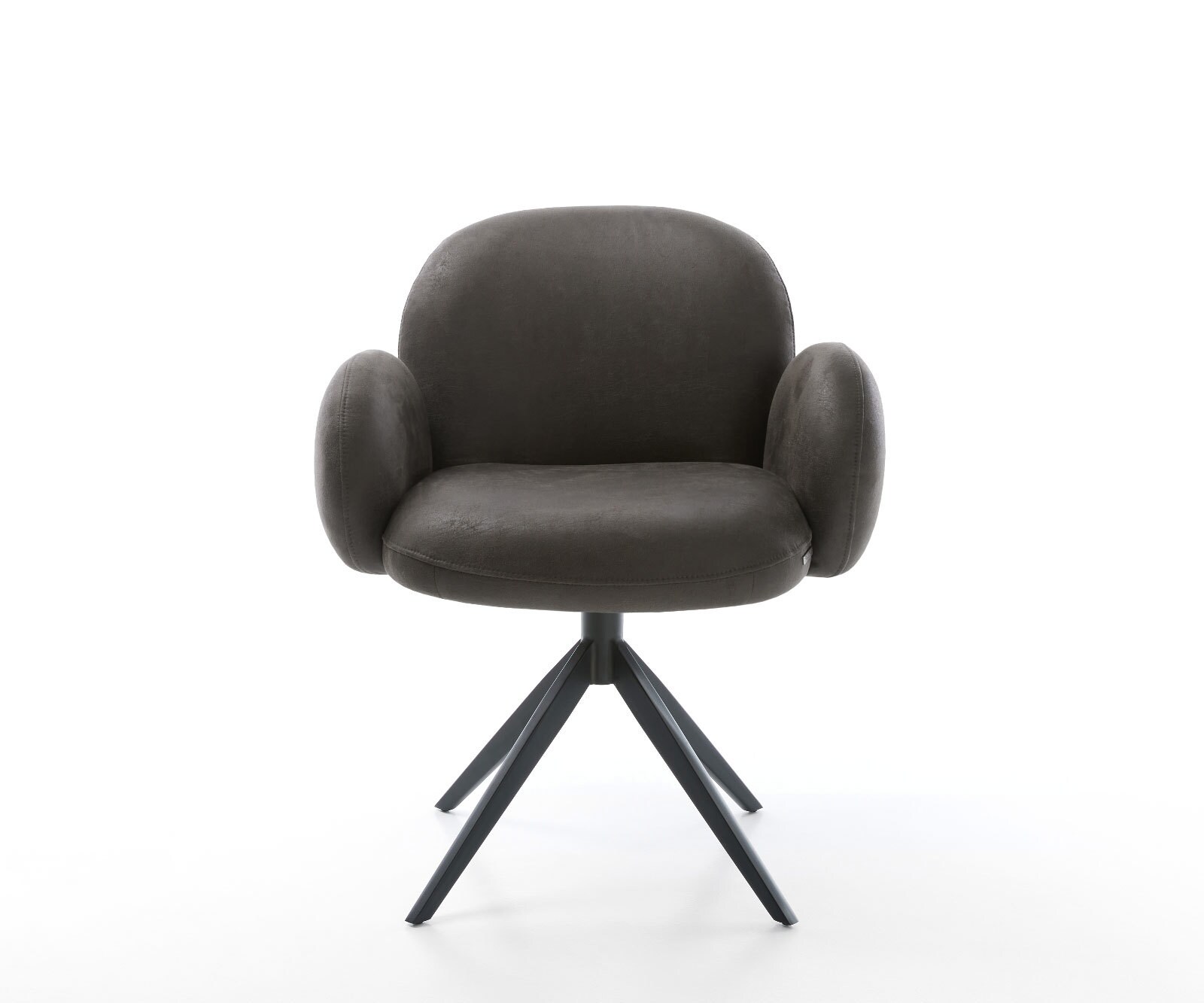 Drehstuhl Nube-Flex mit Armlehnen Mikrofaser Anthrazit Vintage Kreuzgestell breit Schwarz 360° drehbar Wippfunktion Taschenfederkern 1