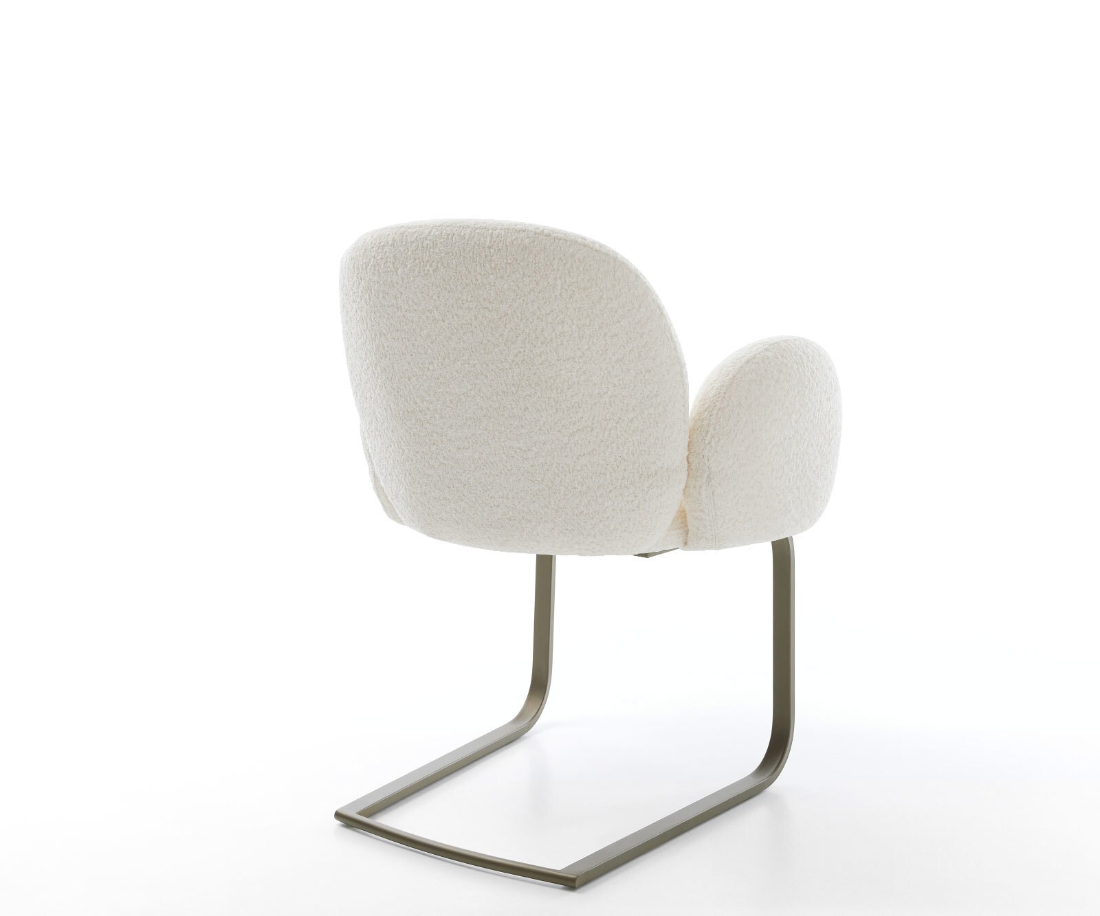Cantilever Nube-Flex avec accoudoirs bouclé blanc pied cantilever plat aspect titane ressorts ensachés 5