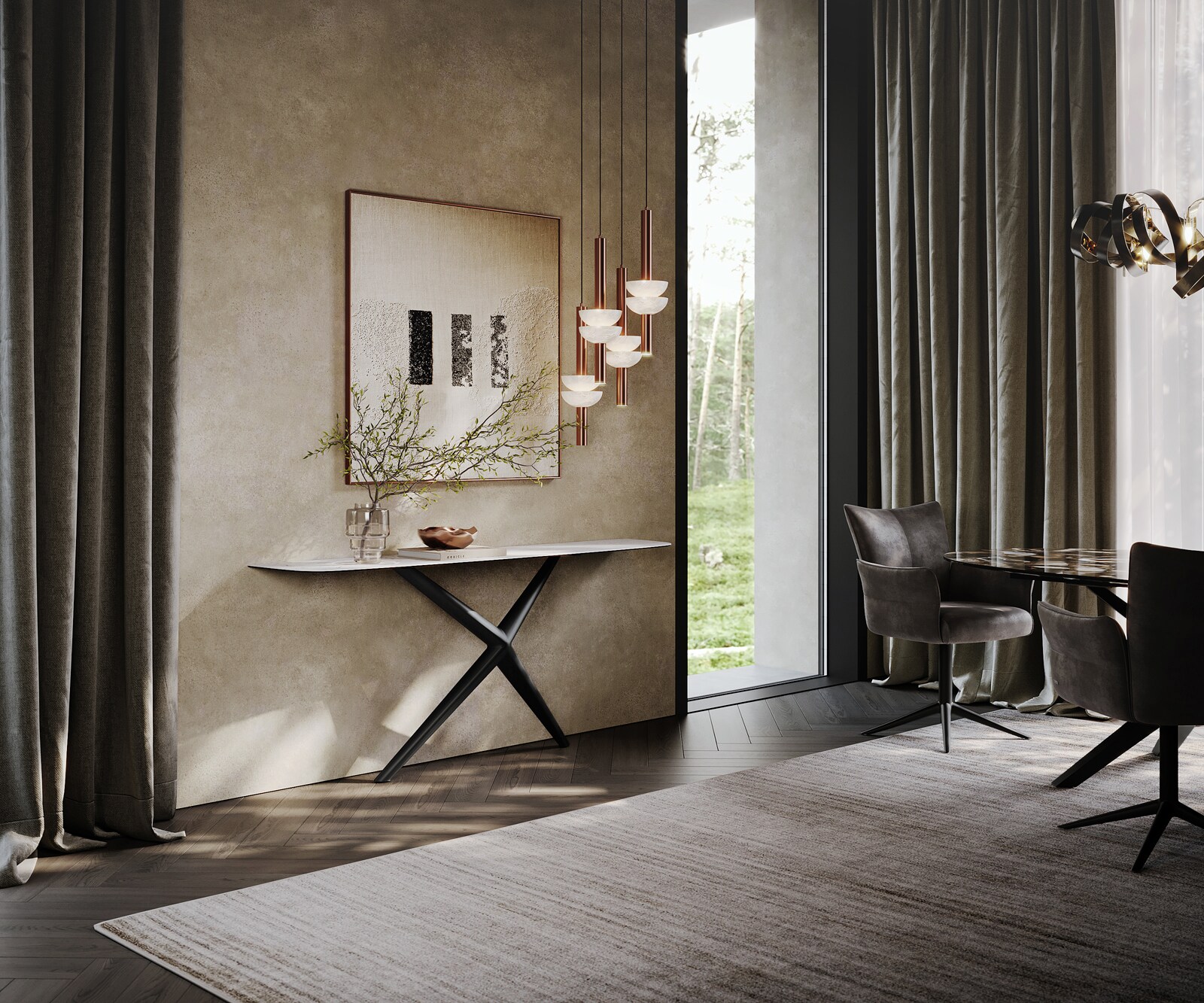 Console Edge forme bateau 180x40 cm Céramique Laminam® Statuarietto Weiß Estelo Métal Noir 5