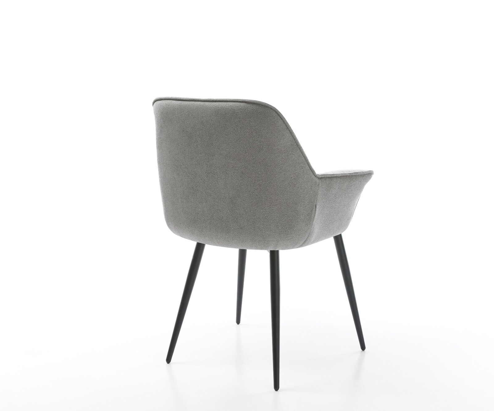Chaise-de-salle-à-manger Keila-Flex avec accoudoirs tissu structuré doux gris 4 pieds coniques noir 5