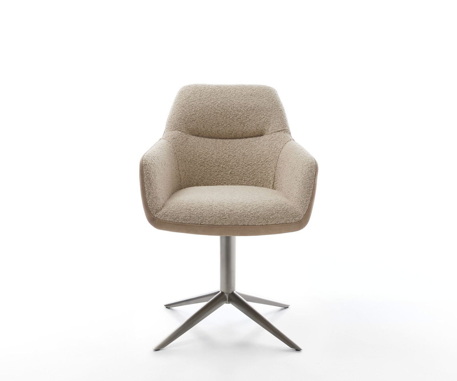 Chaise-pivotante Pejo-Flex tissu mixte couleur boue pied de chaise 4 branches acier inoxydable brossé pivotement sur 360° fonction bascule ressorts ensachés 1