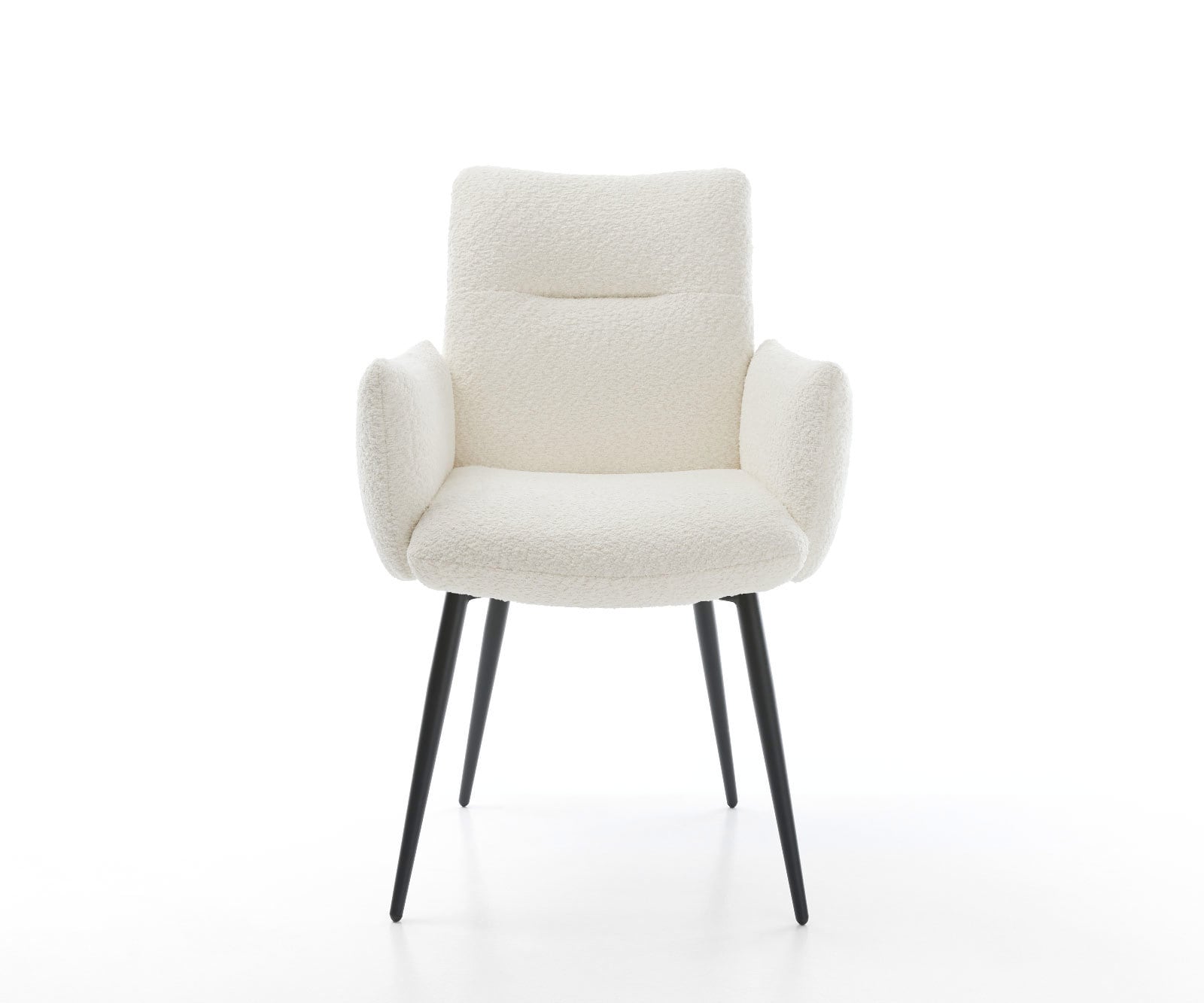 Esszimmerstuhl Jova-Flex mit Armlehnen Bouclé Weiß 4-Fuß konisch Schwarz Taschenfederkern 2