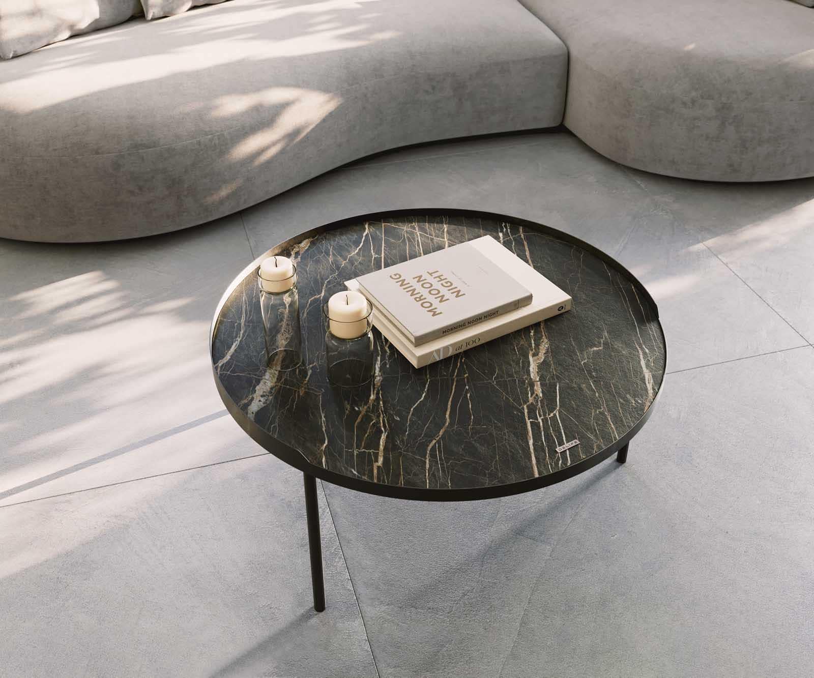 Table-basse Torell 80x80 cm Céramique Laminam®Noir Désir Marron Cadre métallique finition effet titane 4 Table-basse Torell 80x80 cm Céramique Laminam®Noir Désir Marron Cadre métallique finition effet titane 4