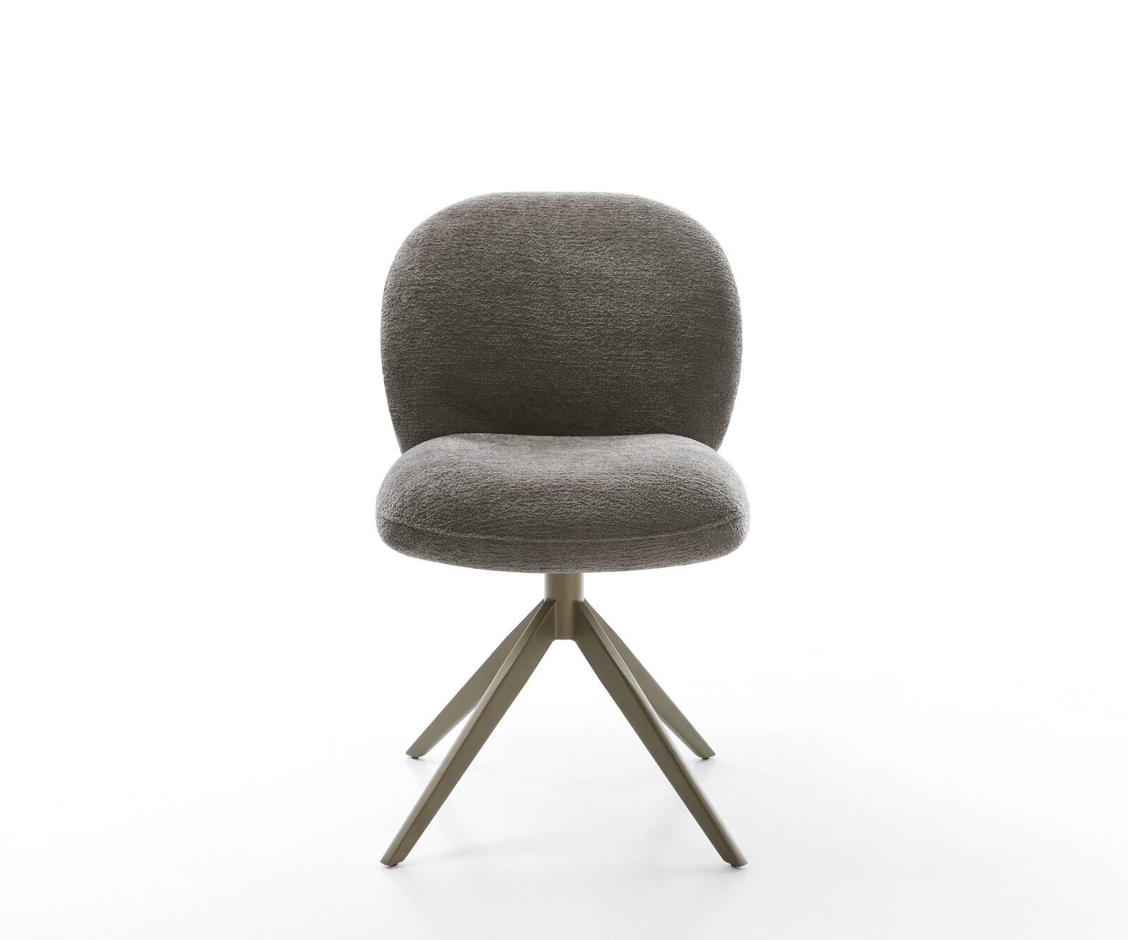 Chaise-pivotante Nube-Flex bouclé doux couleur boue pied croisé large aspect titane pivotement sur 360° fonction bascule resorts ensachés 1