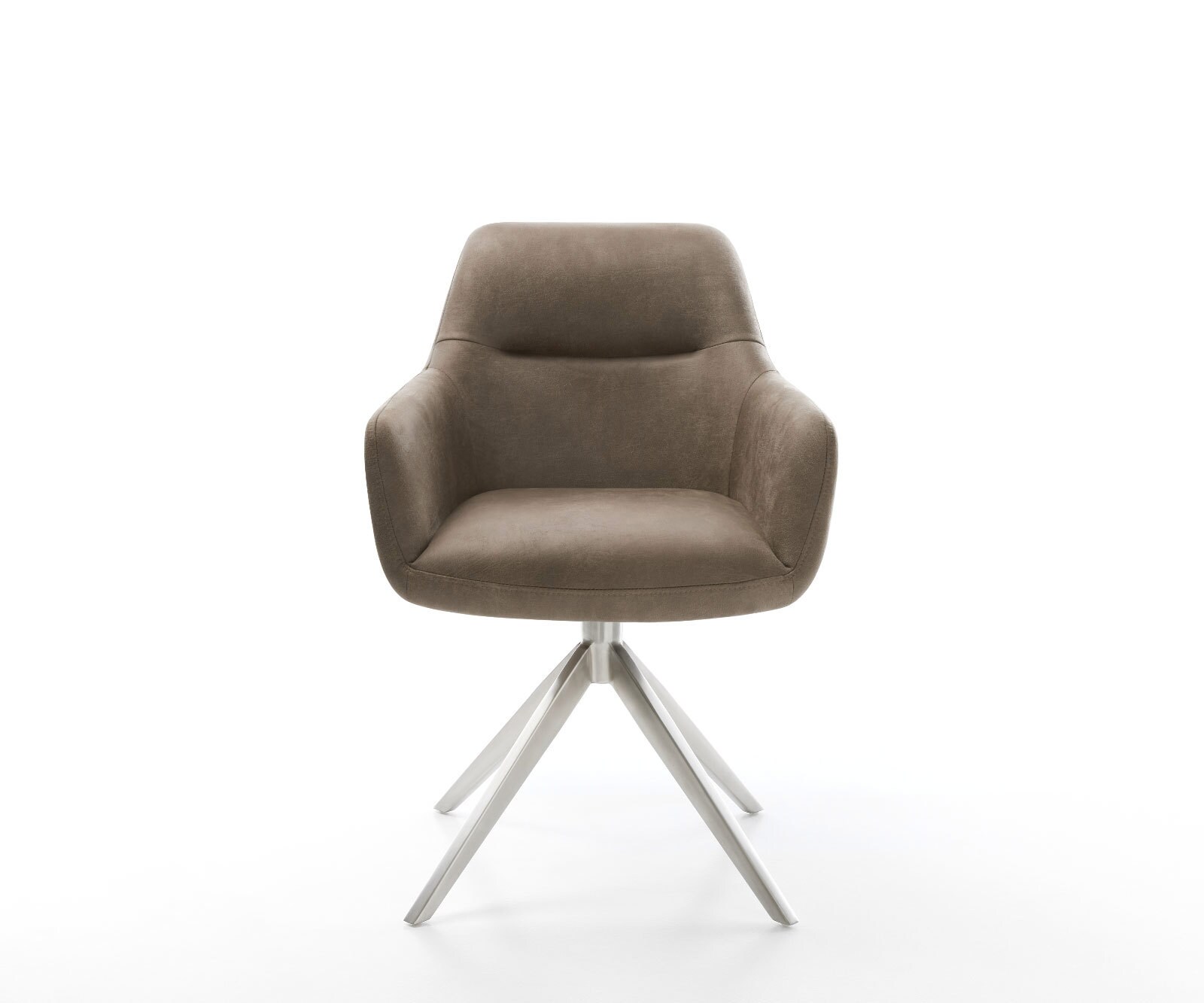 Chaise-pivotante Pejo-Flex microvelours taupe vintage pied croisé large acier inoxydable brossé pivotement sur 360° fonction bascule ressorts ensachés 1