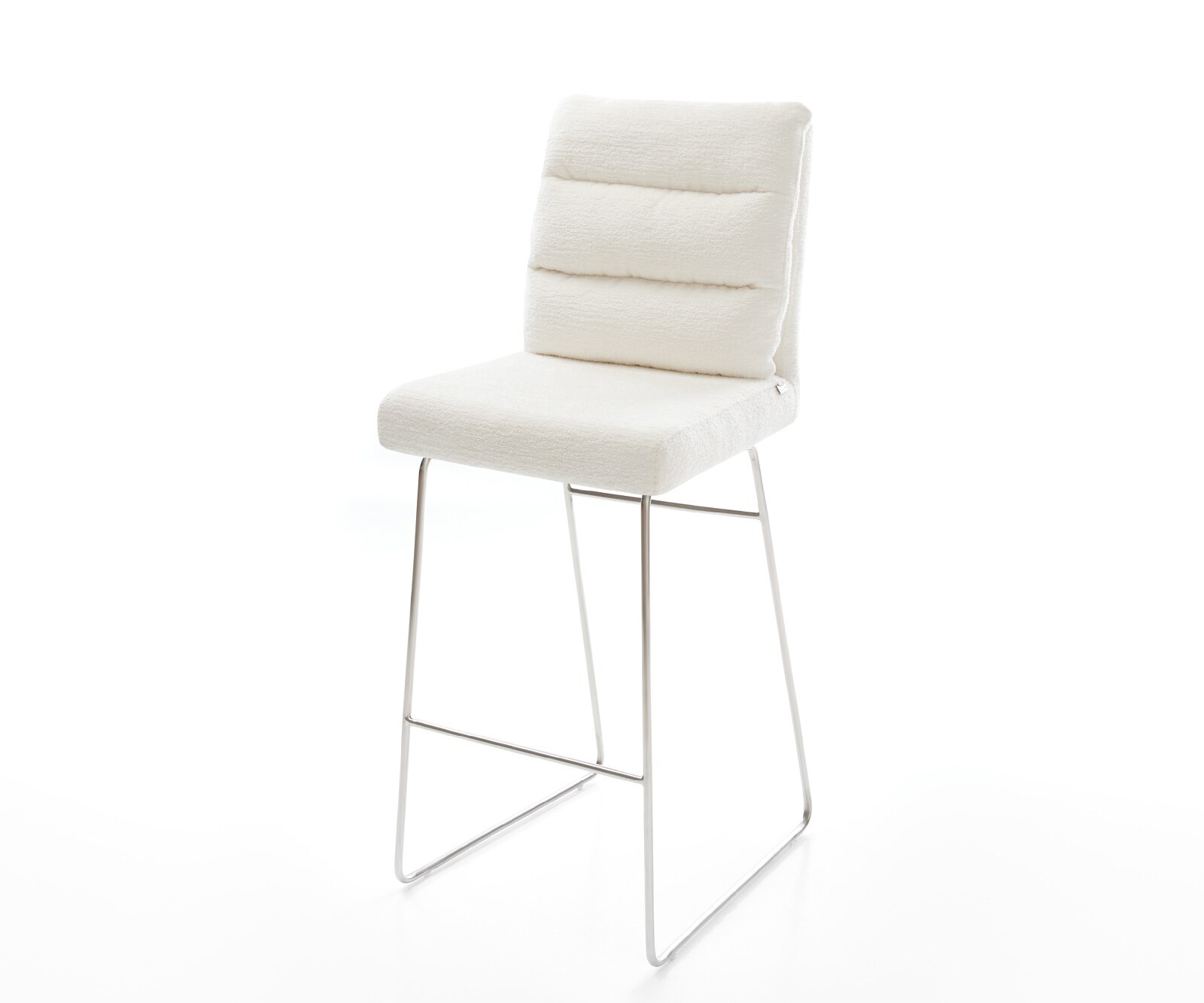Barstuhl Pela-Flex Bouclé Soft Beige Kufengestell Edelstahl Silberfarben 1