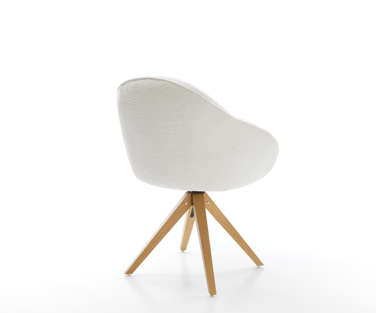 Chaise-pivotante Gaio-Flex bouclé doux beige pied en bois angulaire naturel pivotement sur 180° 5