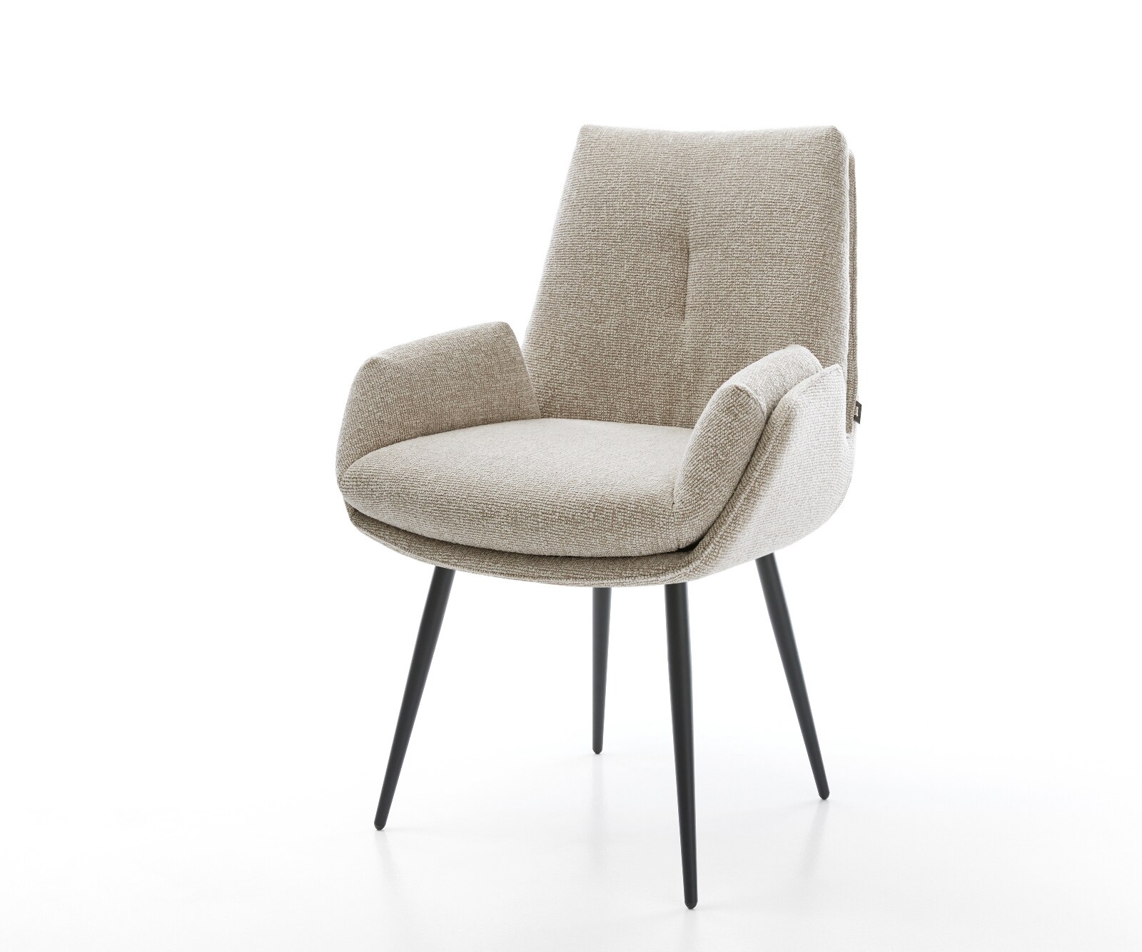 Esszimmerstuhl Clea-Flex Webstoff Soft Beige 4-Fuß konisch Schwarz 1