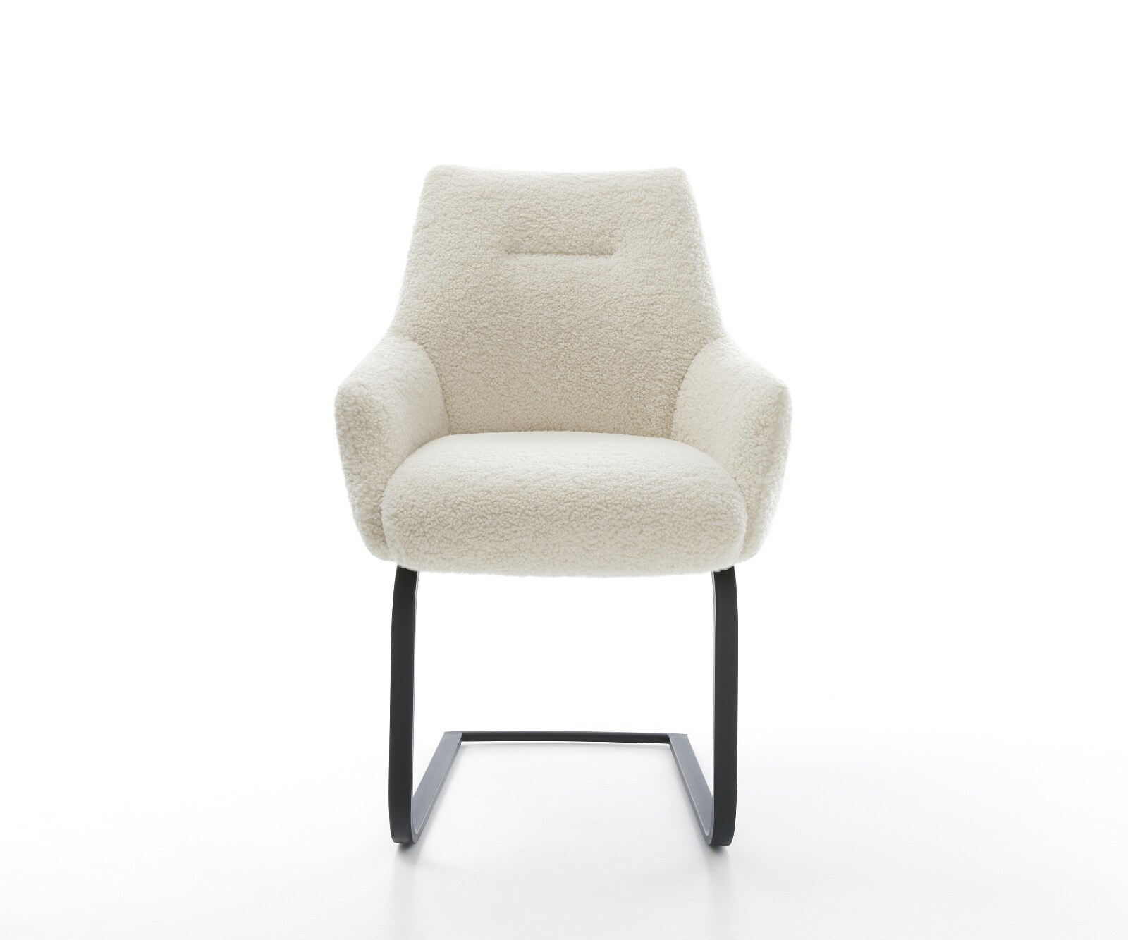 Freischwinger Alja-Flex mit Armlehnen Teddystoff Beige Freischwinger flach Schwarz Taschenfederkern 1