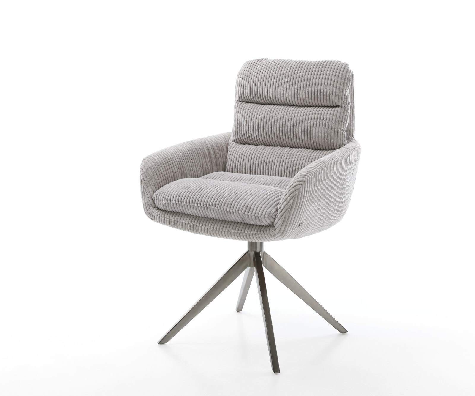 Chaise-pivotante Abelia-Flex mit Armlehnen côtelé gris argenté pied croisé large grafiete pivotement sur 360° fonction bascule