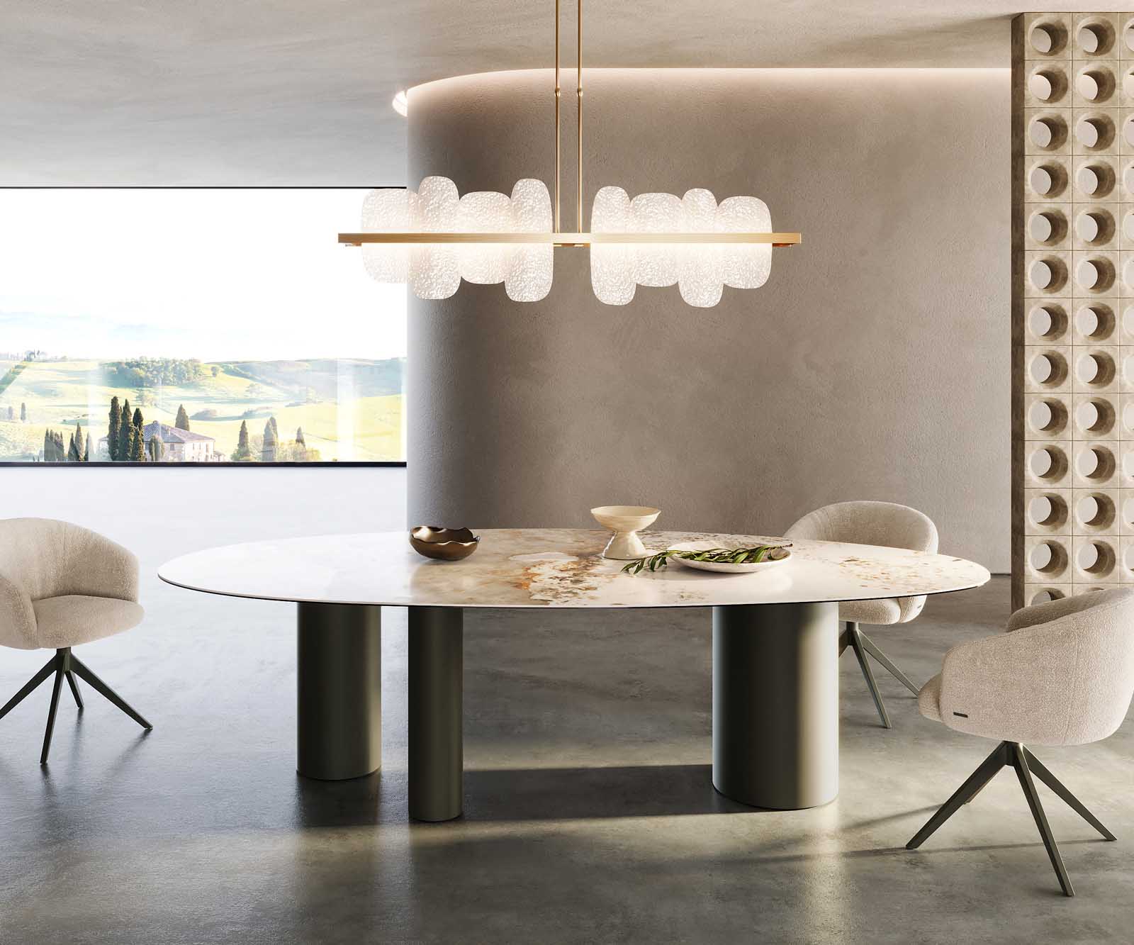 Esstisch Edge Oval 280x130 Keramik Minas Melange Weiß-Beige Troa Metall Effektfinish Titan 1 Esstisch Edge Oval 280x130 Keramik Minas Melange Weiß-Beige Troa Metall Effektfinish Titan 1