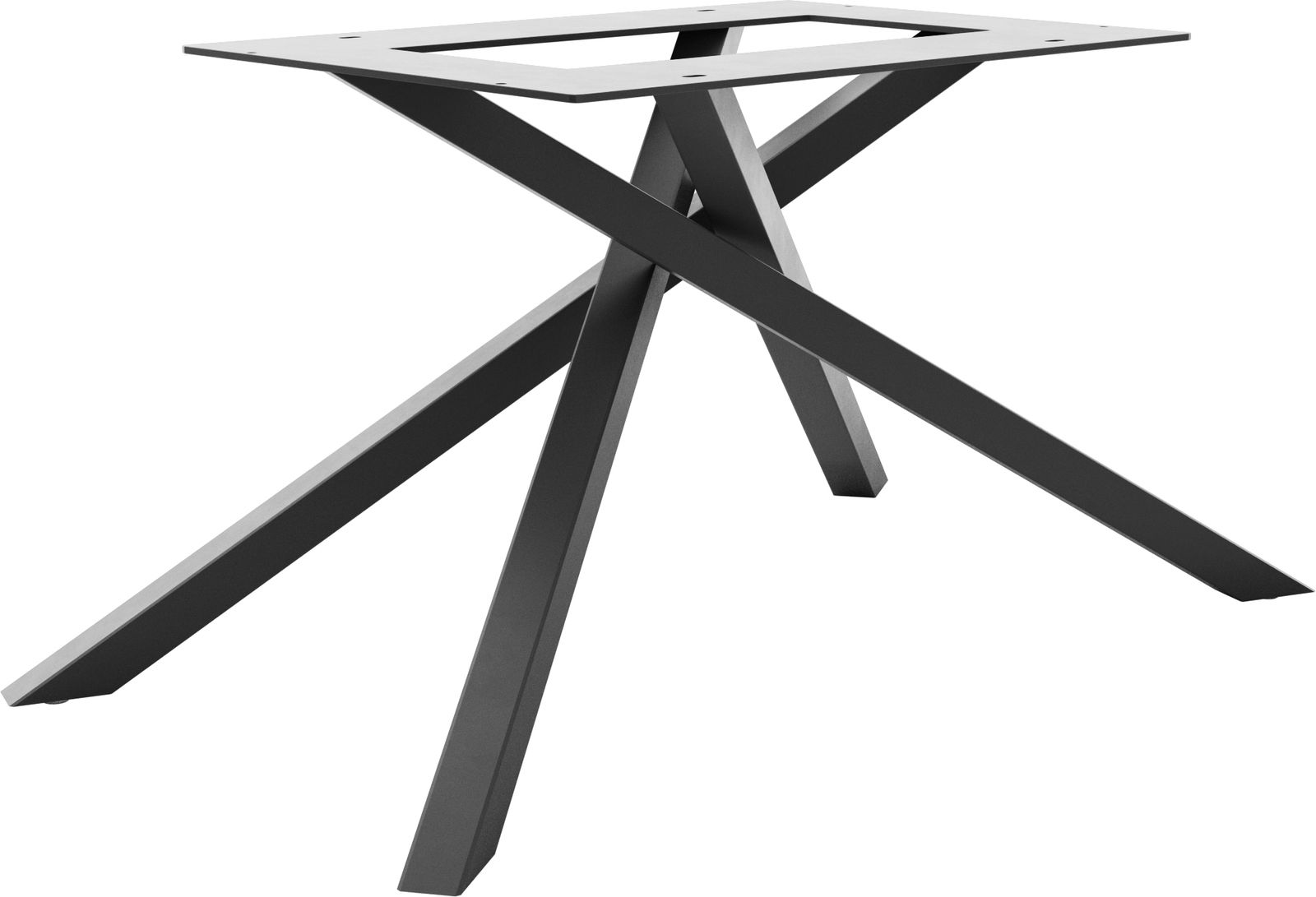 Cadre croisé rectangle en métal noir pour plateaux de table à partir de 200 cm
