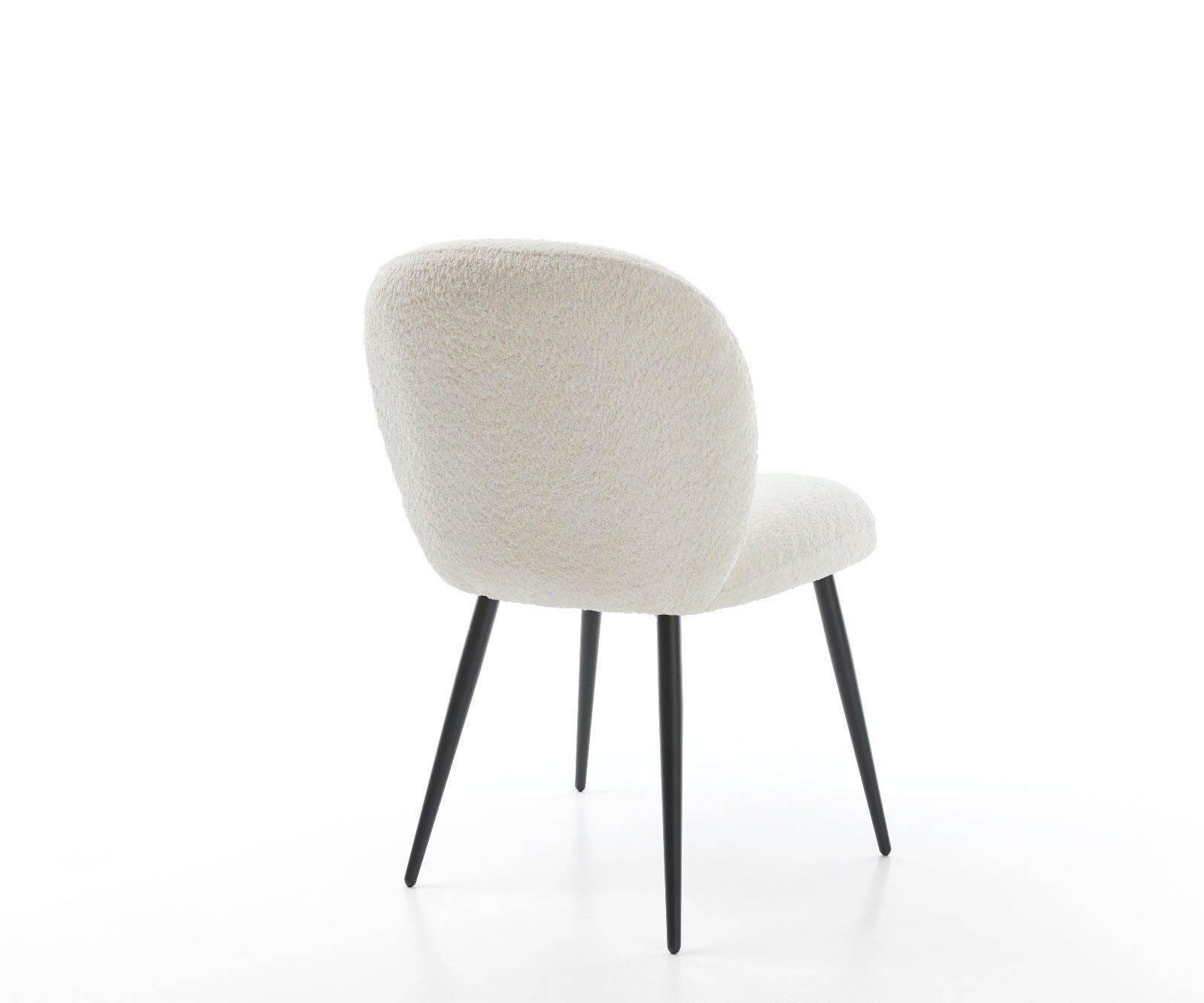 Esszimmerstuhl Nube-Flex Bouclé Weiß 4-Fuß konisch Schwarz Taschenfederkern 4