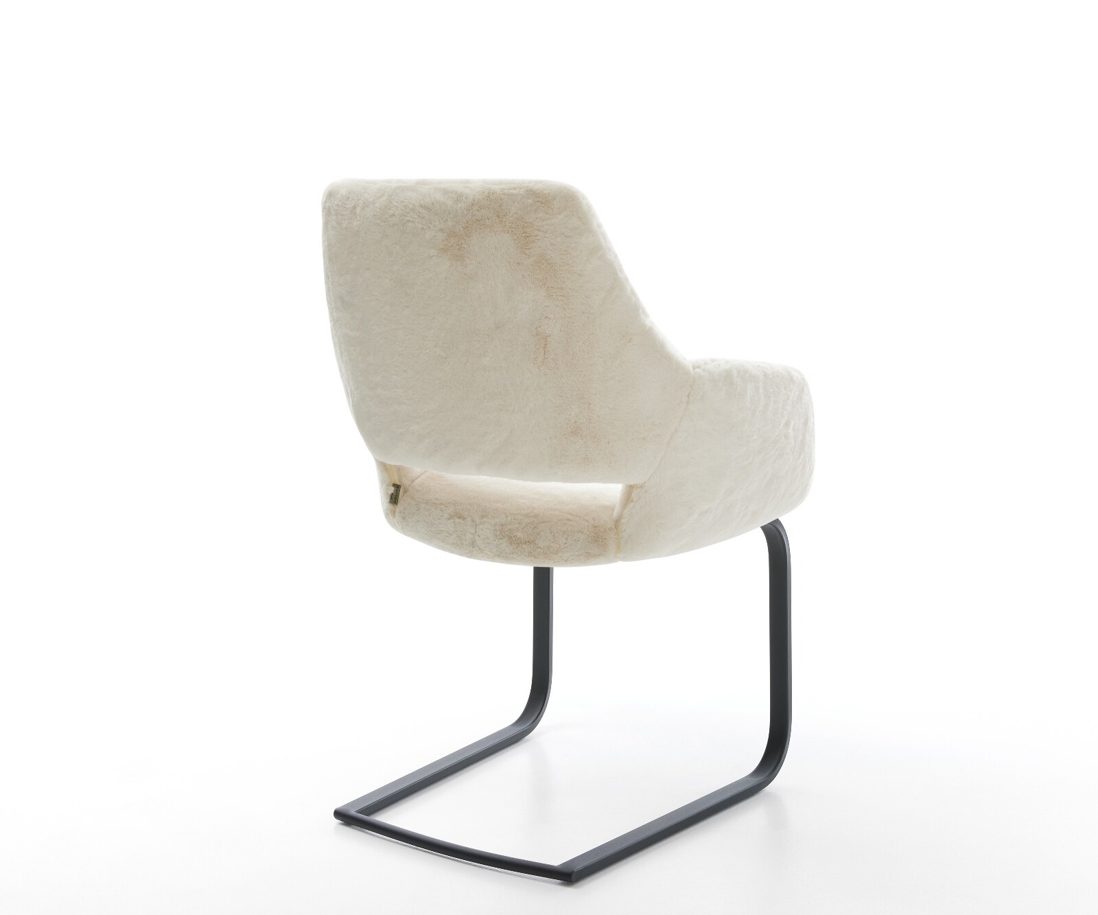 Freischwinger Yago-Flex mit Armlehnen Plüsch Creme-Weiß Freischwinger flach Schwarz Taschenfederkern 4