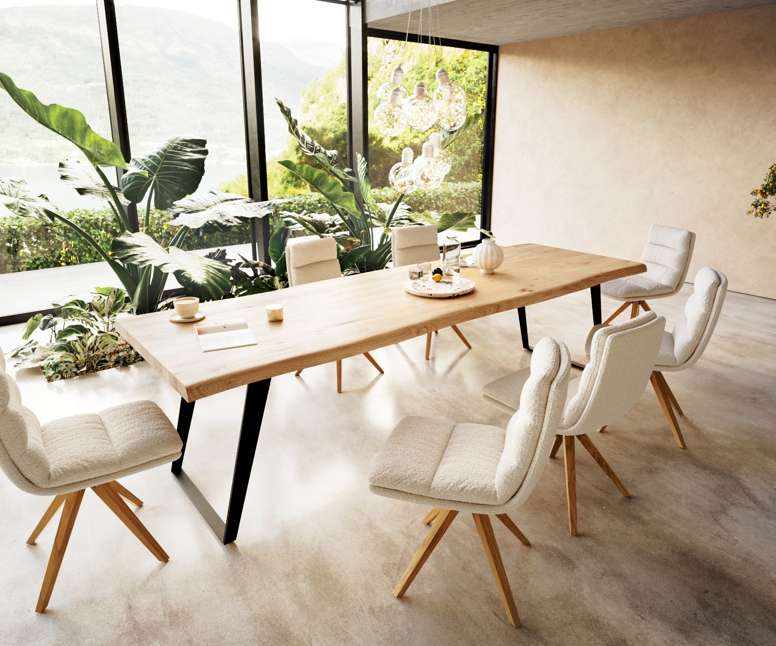 Esstisch Edge 300x100 Eiche Natur Metall Schräg Schwarz Live-Edge 5 Esstisch Edge 300x100 Eiche Natur Metall Schräg Schwarz Live-Edge 5