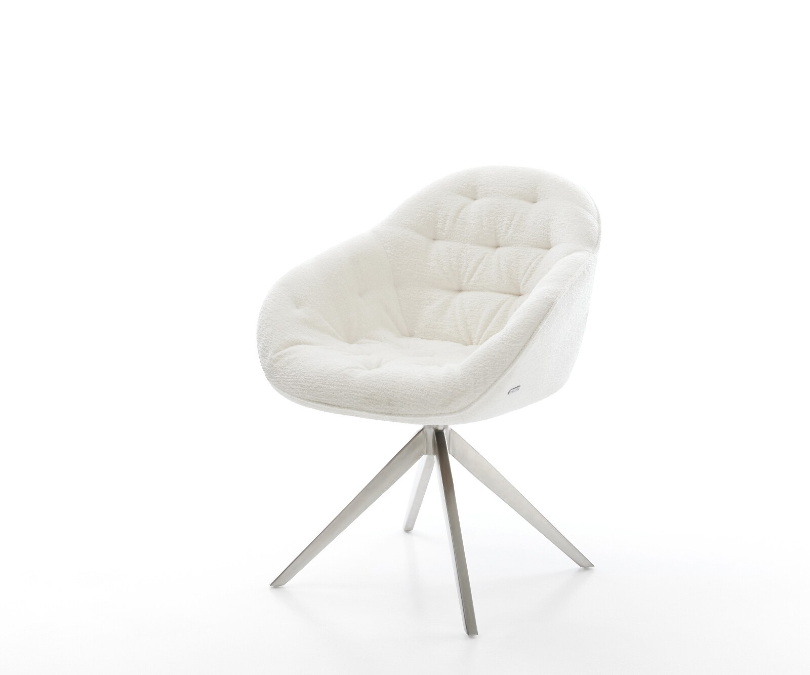 Chaise-pivotante Gaio-Flex bouclé doux beige pied croisé large acier inoxydable pivotement sur 360° fonction bascule 1