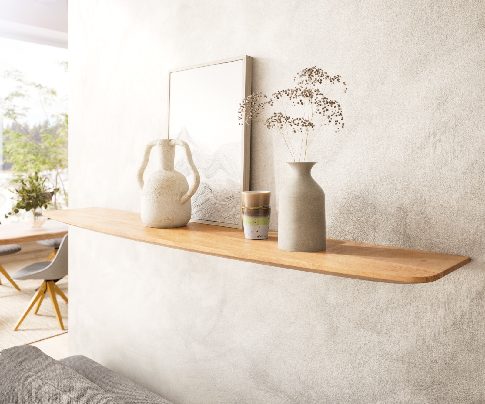 Wandregal Edge 145 cm Akazie Natur Schweizer Kante Massiv Wandregal Edge 145 cm Akazie Natur Schweizer Kante Massiv