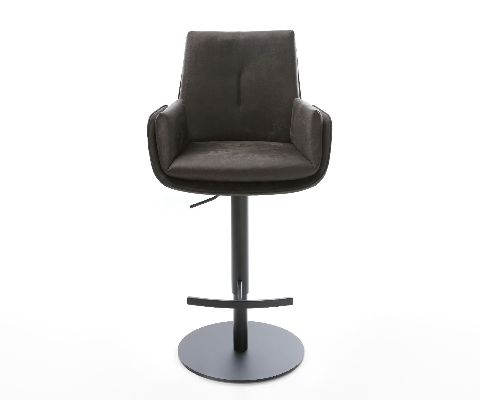 Chaise-de-bar Clea-Flex Microfibre Anthracite vintage Pied pivotant réglable en hauteur Noir Noir 2