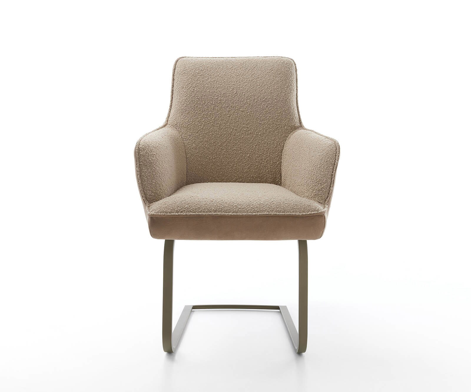 Cantilever Heira-Flex avec accoudoirs tissu mixte couleur boue pied cantilever plat aspect titane ressorts ensachés 2