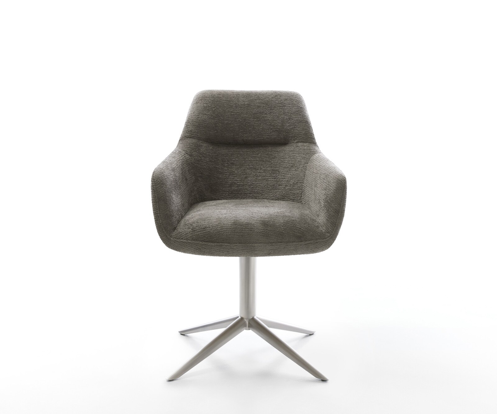 Chaise-pivotante Pejo-Flex bouclé doux couleur boue pied de chaise 4 branches acier inoxydable pivotement sur 360° fonction bascule resorts ensachés 2