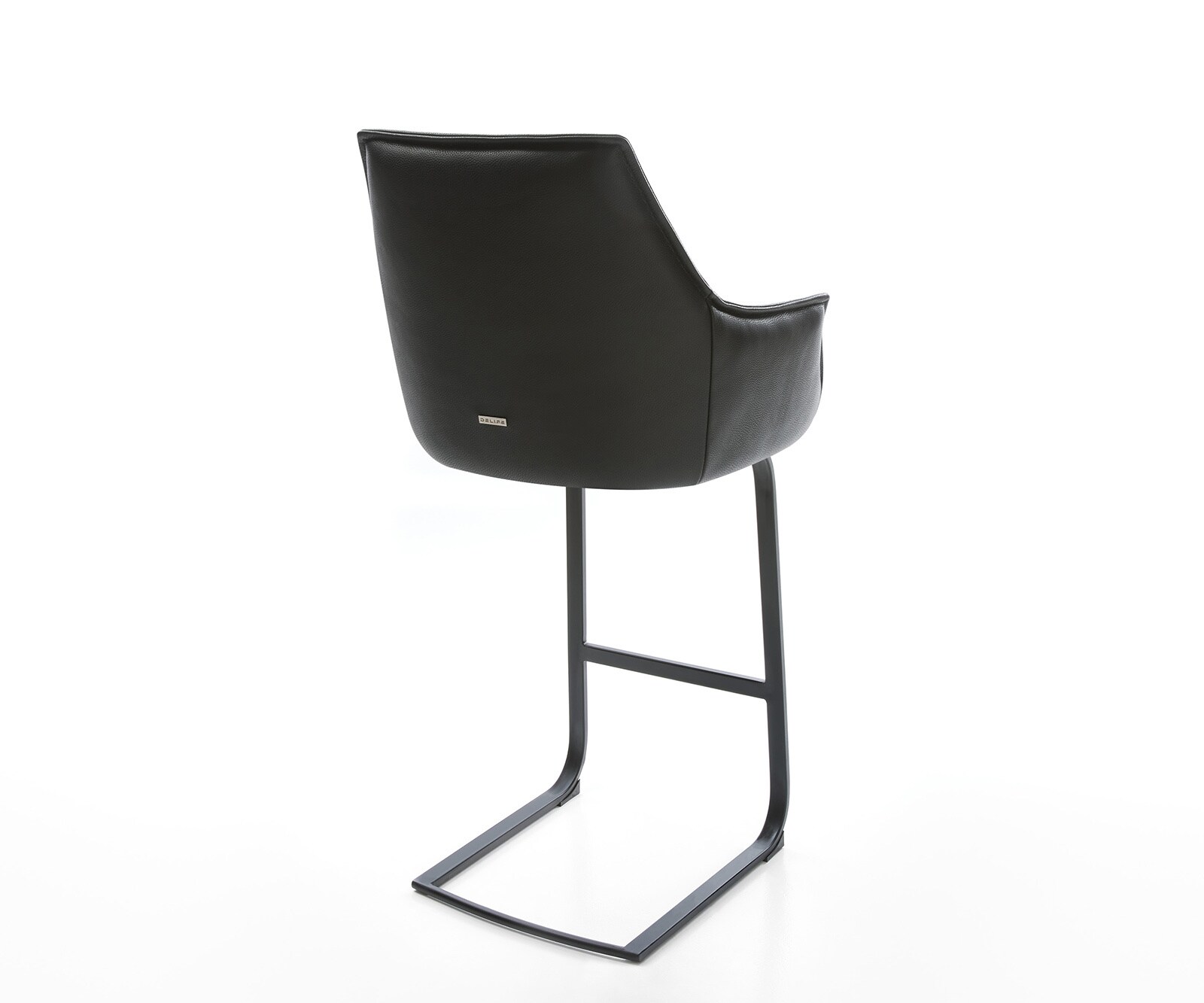 Barstuhl Alja-Flex Echt-Leder Schwarz Freischwinger flach Metall Schwarz Taschenfederkern 5
