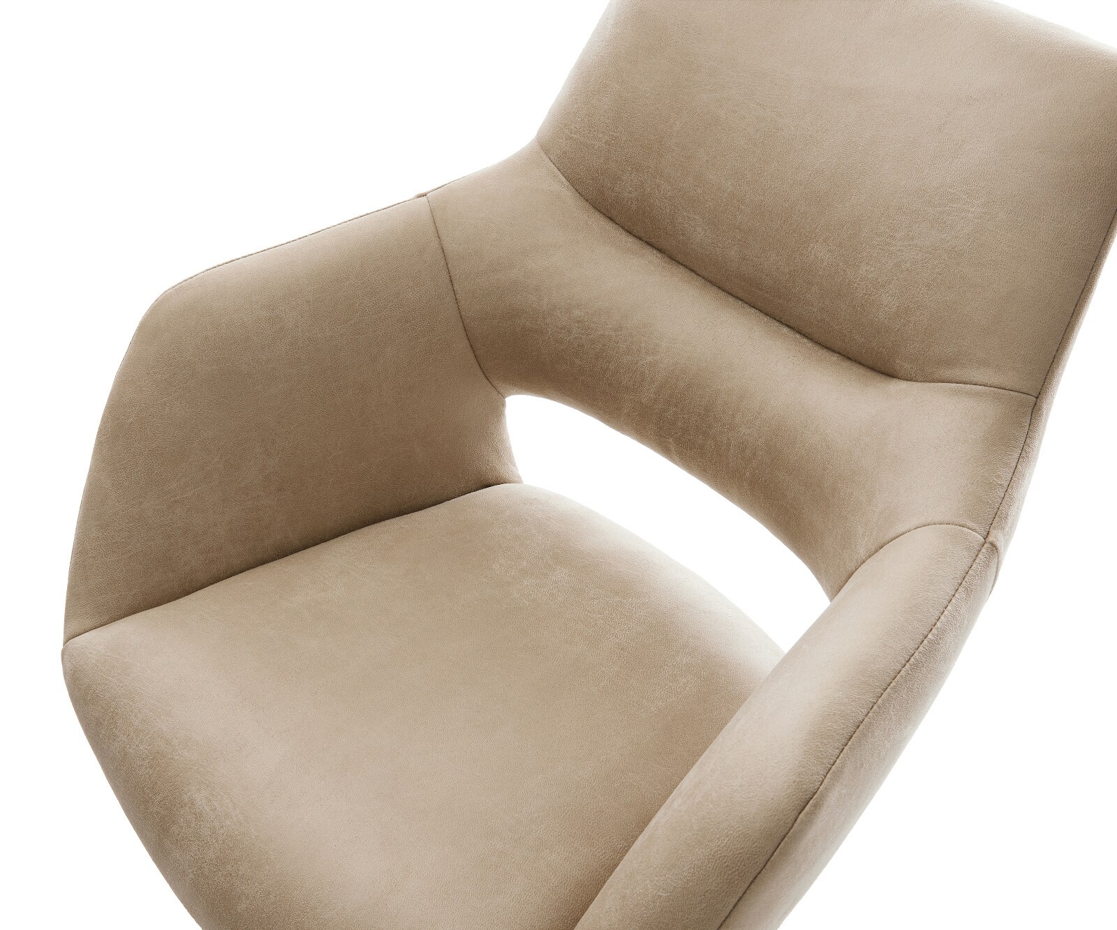 Barstuhl Yago-Flex Mikrofaser Beige Vintage Freischwinger Flach Edelstahl Silberfarben Taschenfederkern 4