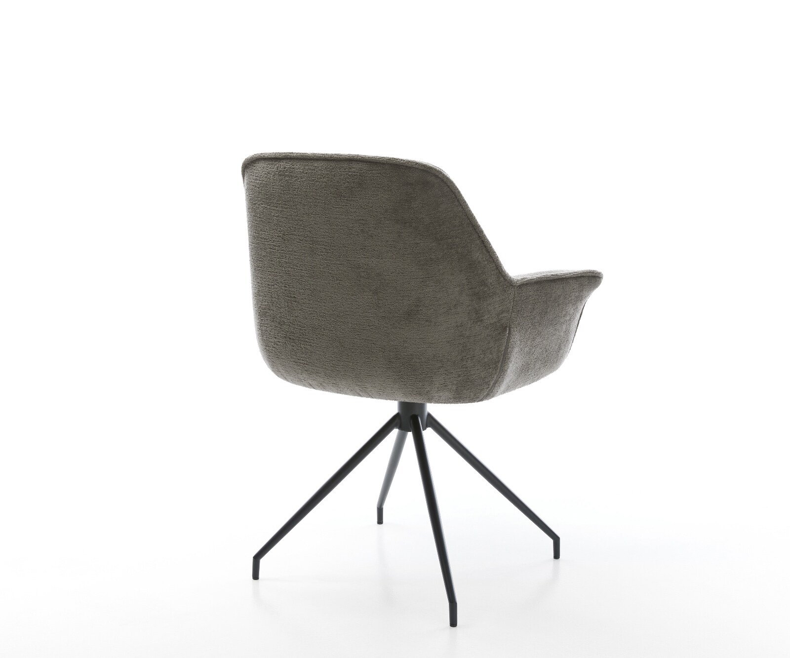 Chaise-de-salle-à-manger Keila-Flex avec accoudoirs bouclé doux couleur boue pied croisé conique noir 5