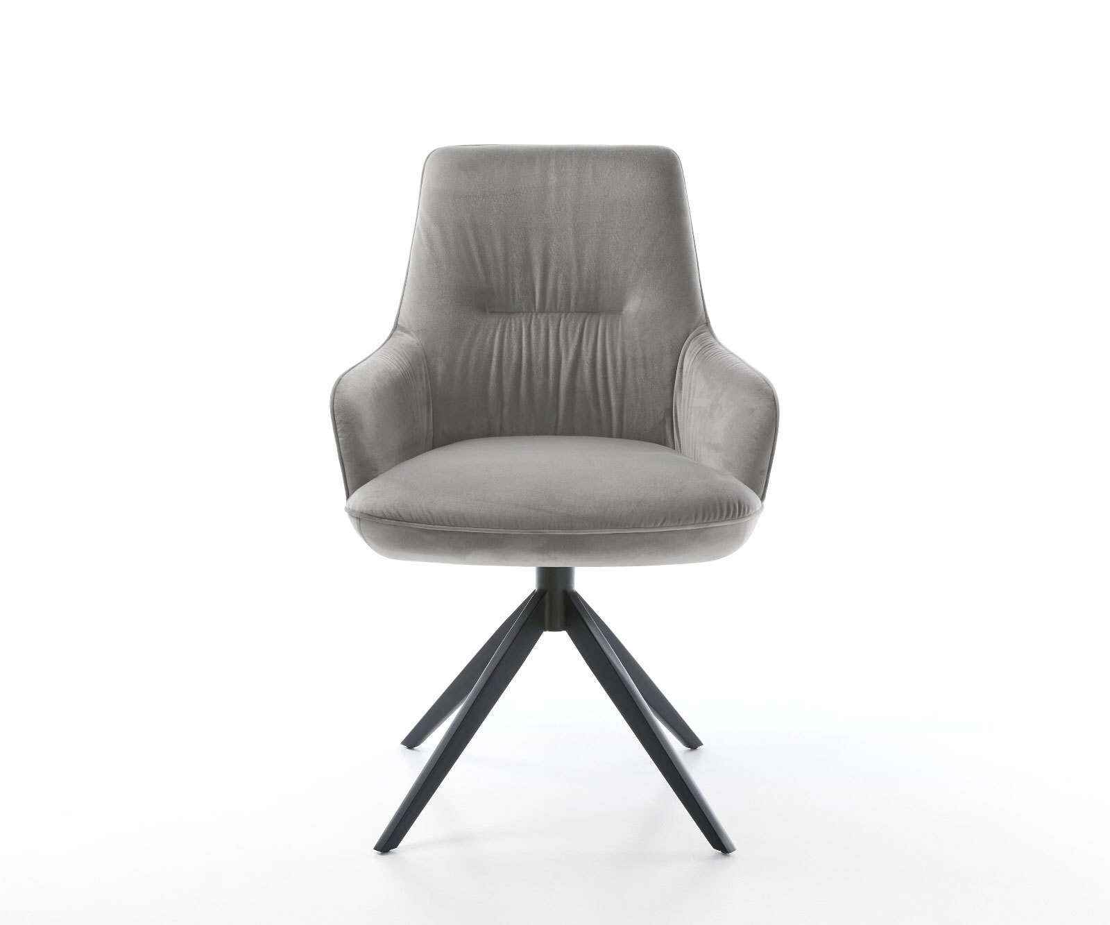 Chaise-pivotante Zelia-Flex velours gris pied croisé large noir pivotement sur 360° fonction bascule ressorts ensachés 1