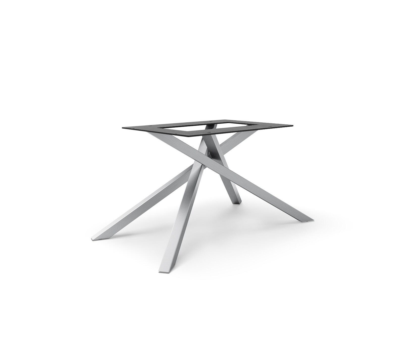 Cadre croisé rectangle en métal argenté pour plateaux de table à partir de 200 cm