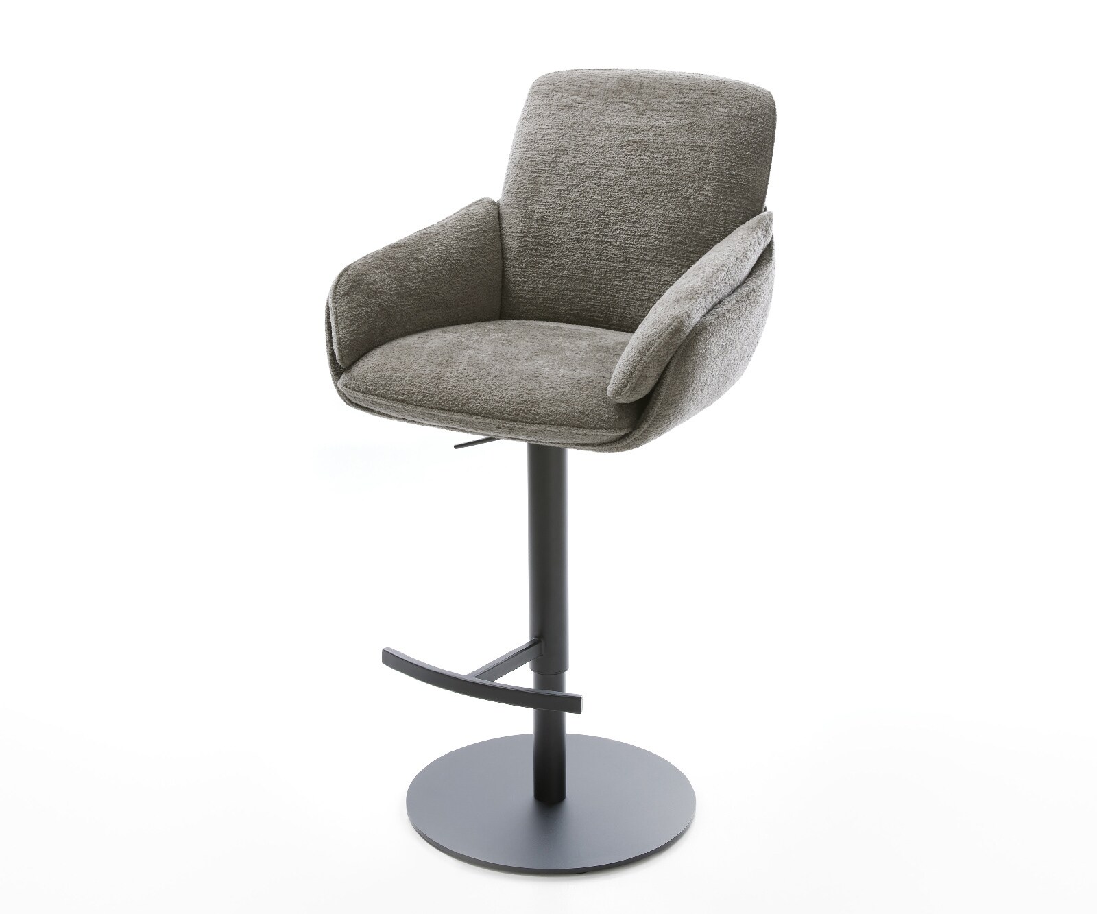 Barstuhl Luan-Flex Bouclé Soft Schlamm Drehfuß höhenverstellbar Metall Schwarz 1