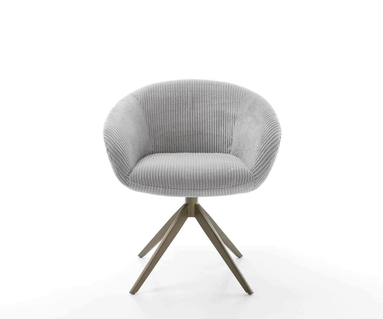 Chaise-pivotante Vinka-Flex avec accoudoirs côtelé gris argenté pied croisé large aspect titane pivotement sur 360° ressorts ensachés 2