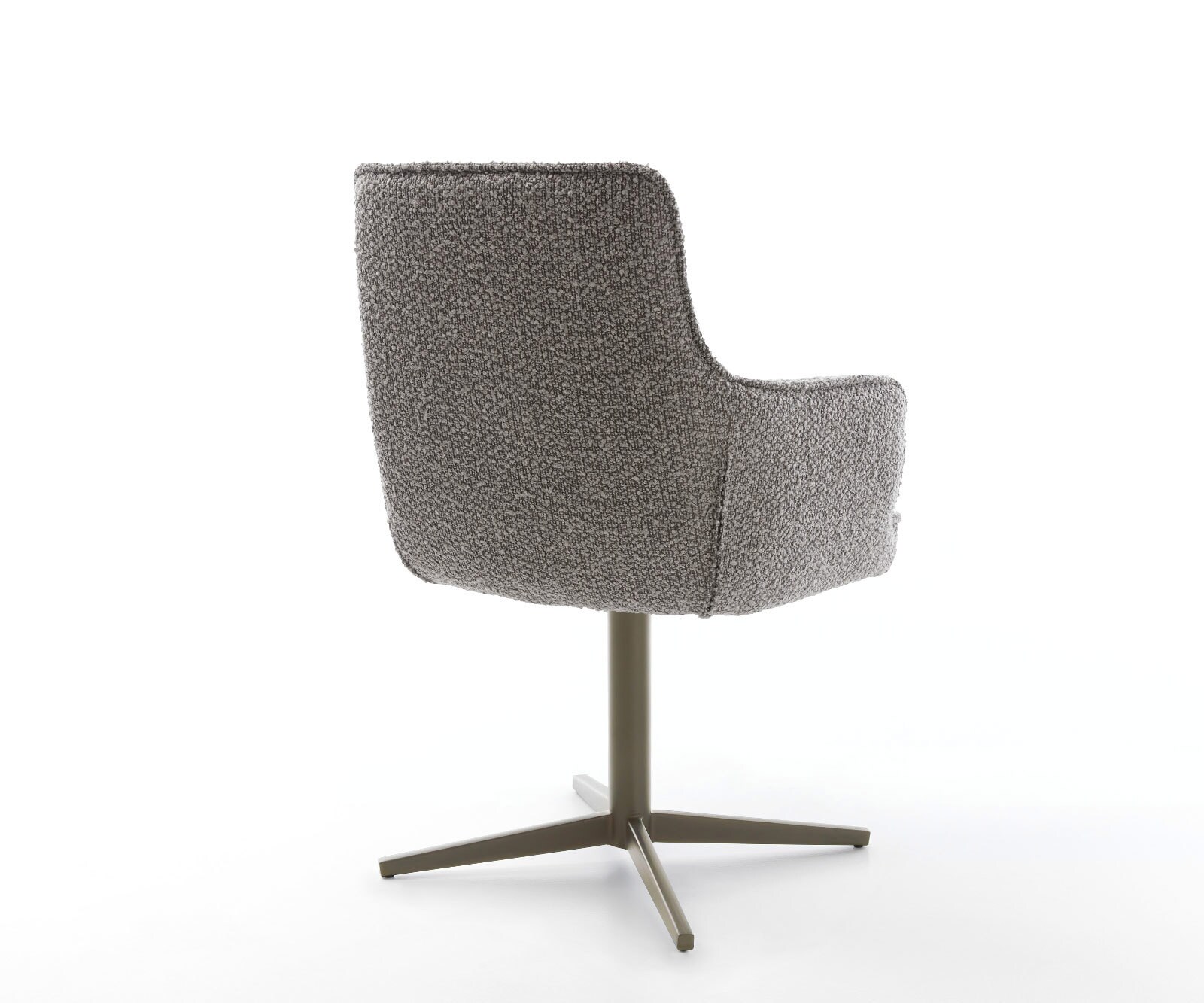 Chaise-pivotante Heira-Flex avec accoudoirs bouclé gris argenté pied de chaise 4 branches aspect titane pivotement sur 360° ressorts ensachés 4