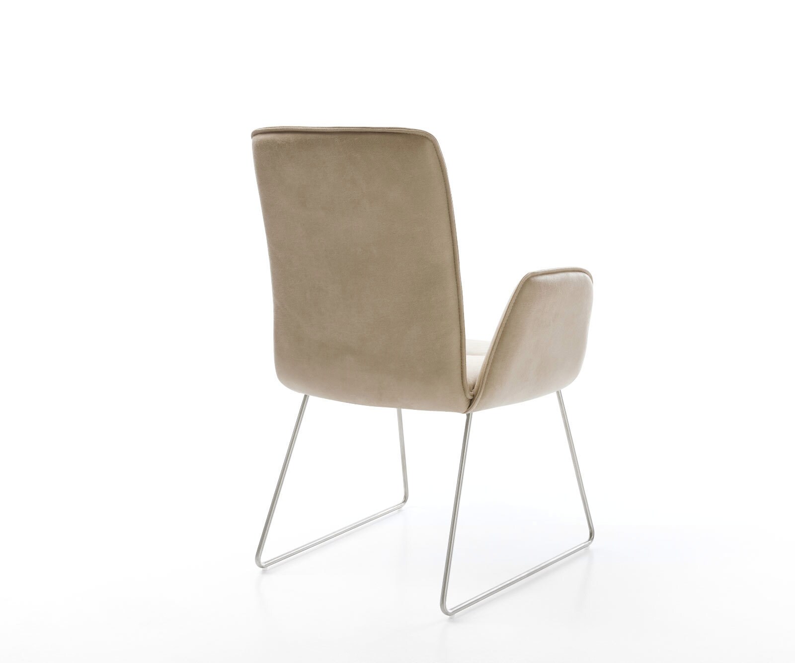 Esszimmerstuhl Vinja-Flex Mikrofaser Beige Vintage Kufengestell Edelstahl 4