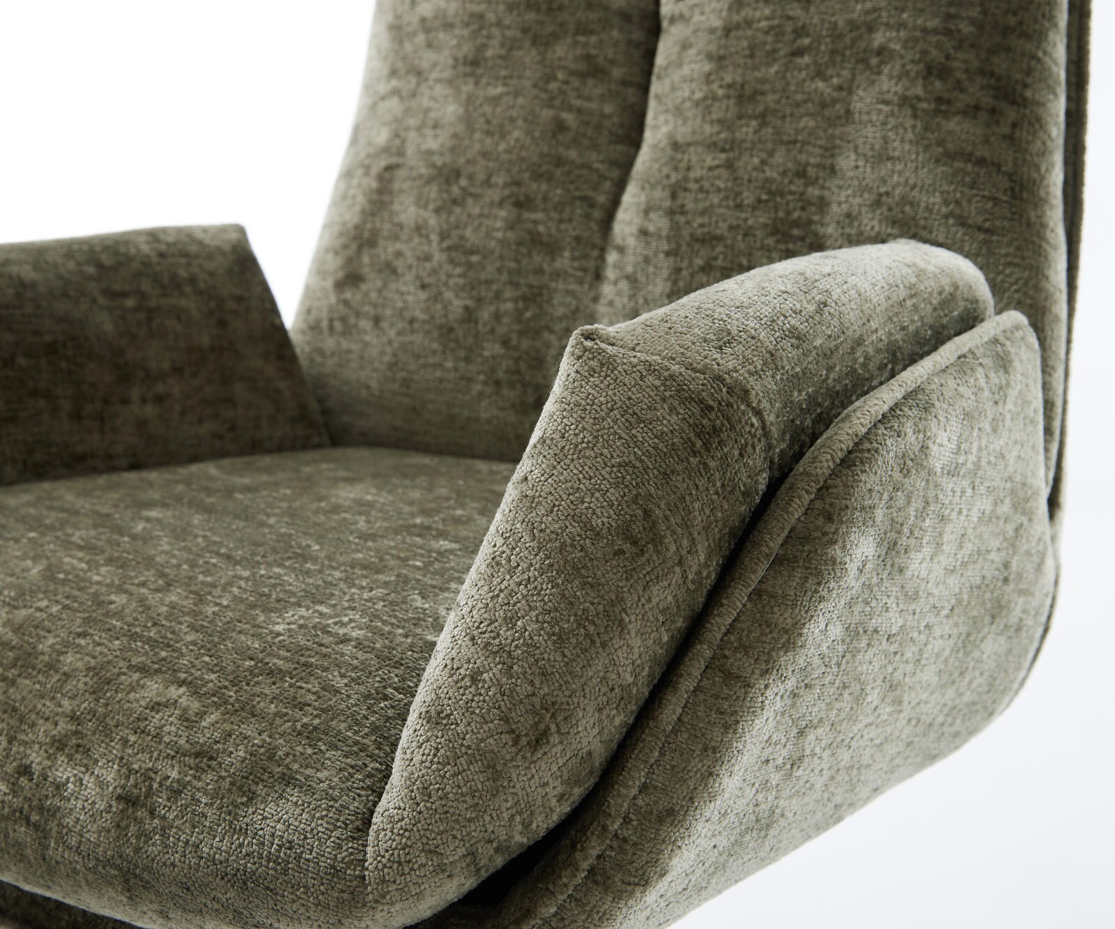 Drehstuhl Clea-Flex Chenille Olive Kreuzgestell breit Effektfinish Titan 360° drehbar 3
